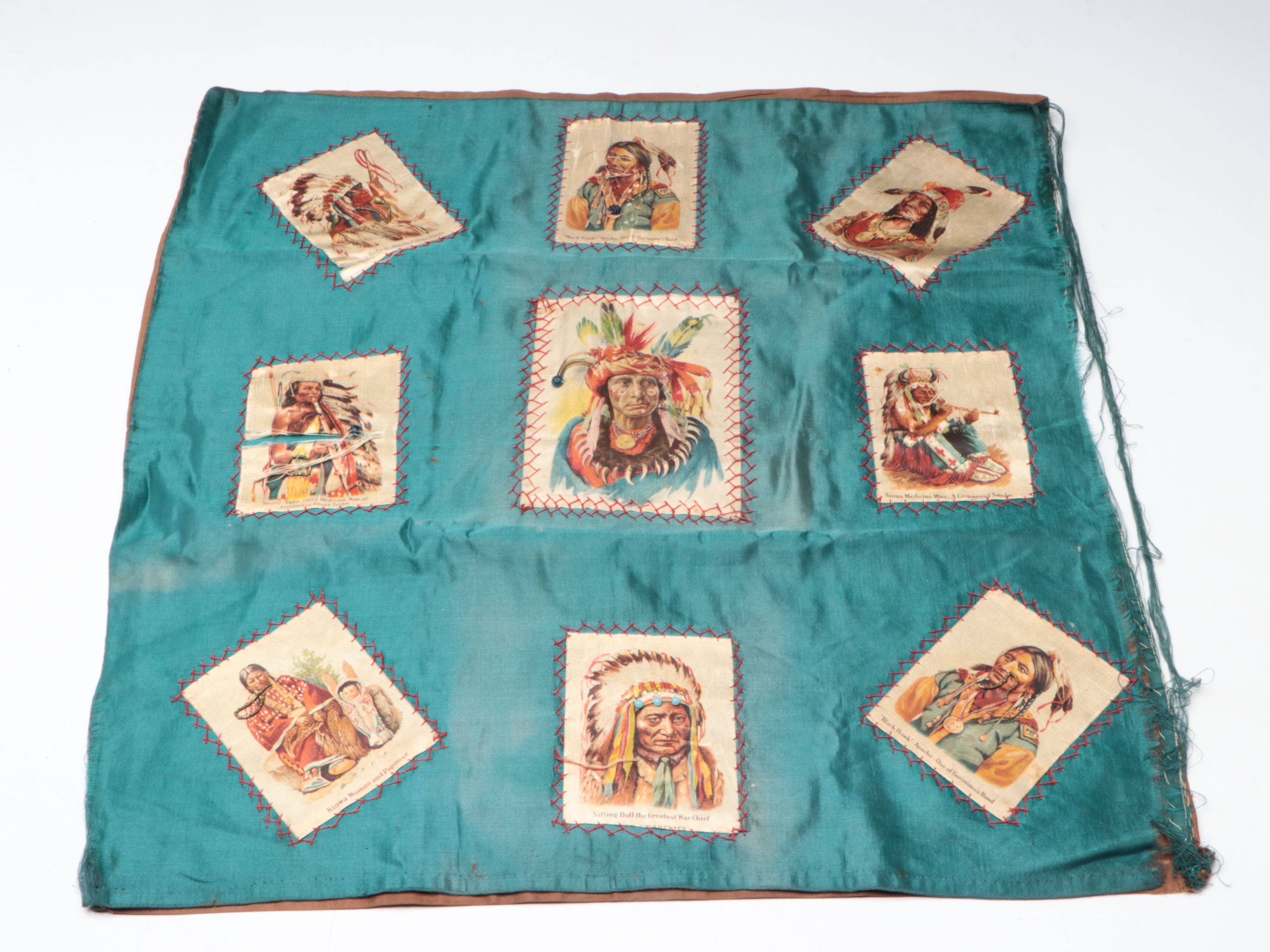 Sitting Bull and Other Stitched Tobacco Silks with Canco Tin Box and Book
