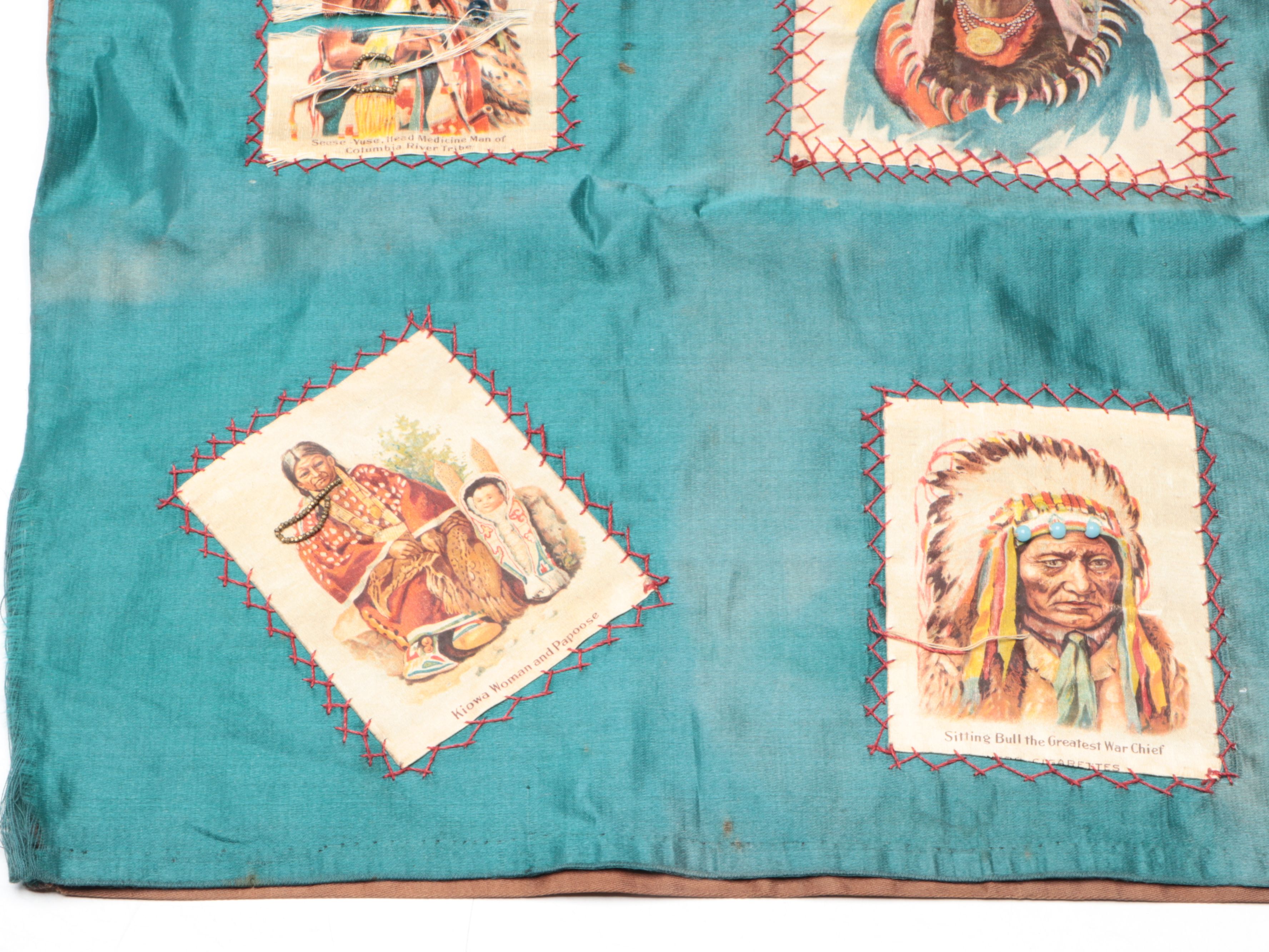 Sitting Bull and Other Stitched Tobacco Silks with Canco Tin Box and Book