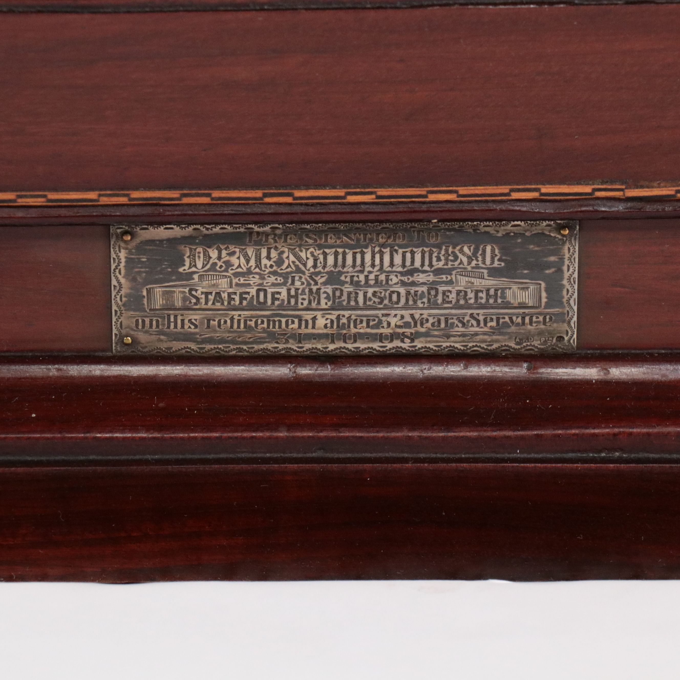 George II Style Scottish Inlaid Mahogany Hanging Corner Cabinet