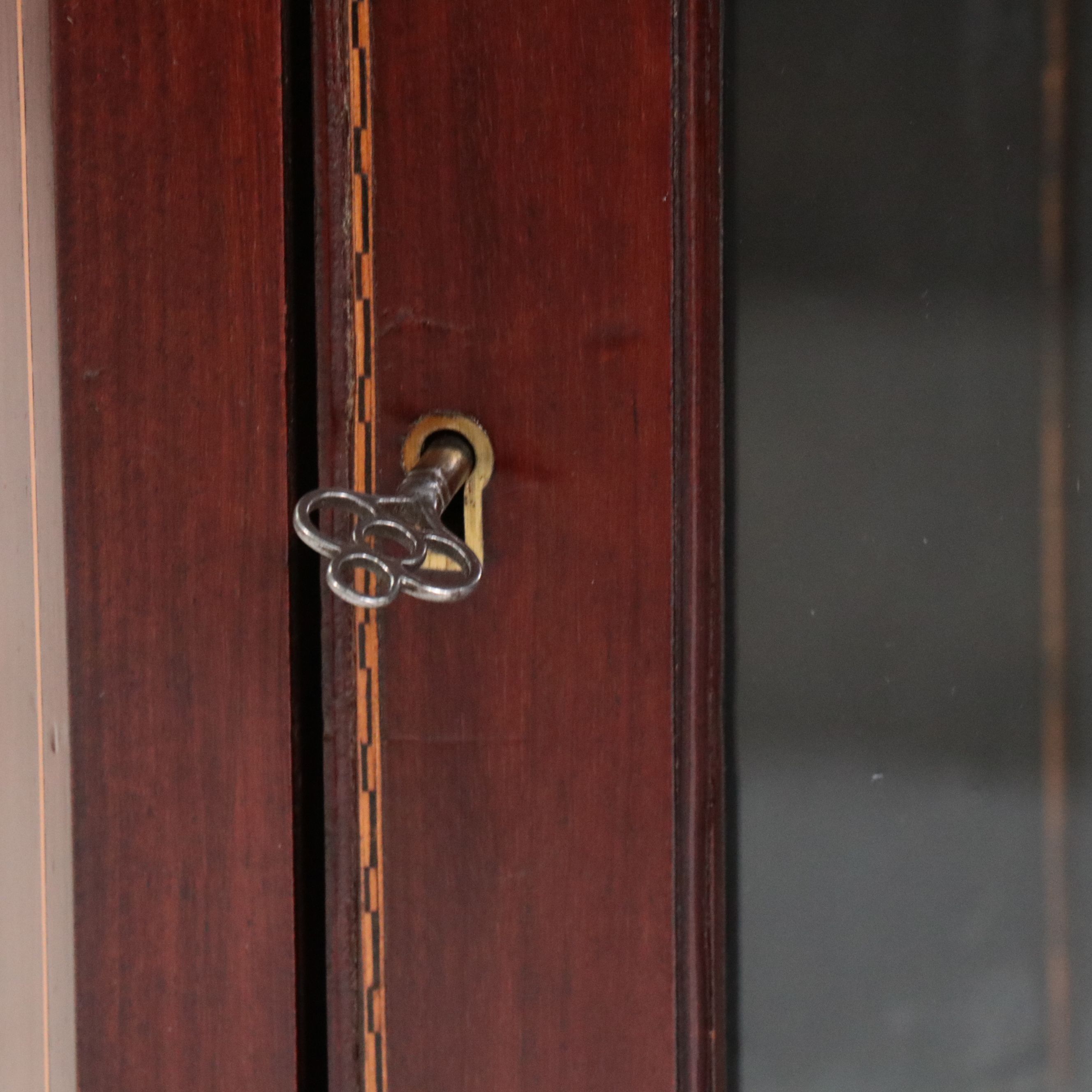 George II Style Scottish Inlaid Mahogany Hanging Corner Cabinet