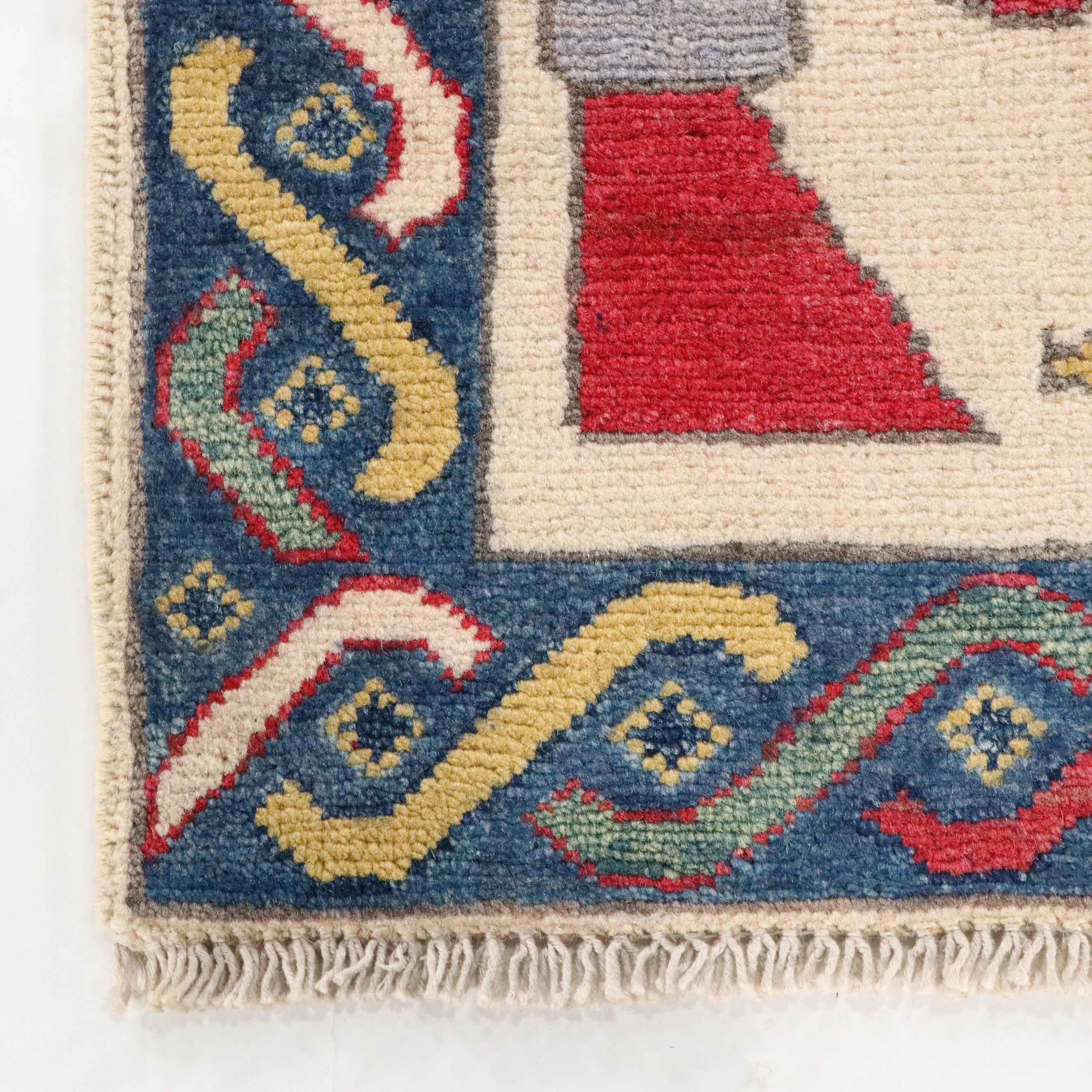 2' x 3'2 Hand-Knotted Afghan Pictorial War Accent Rug