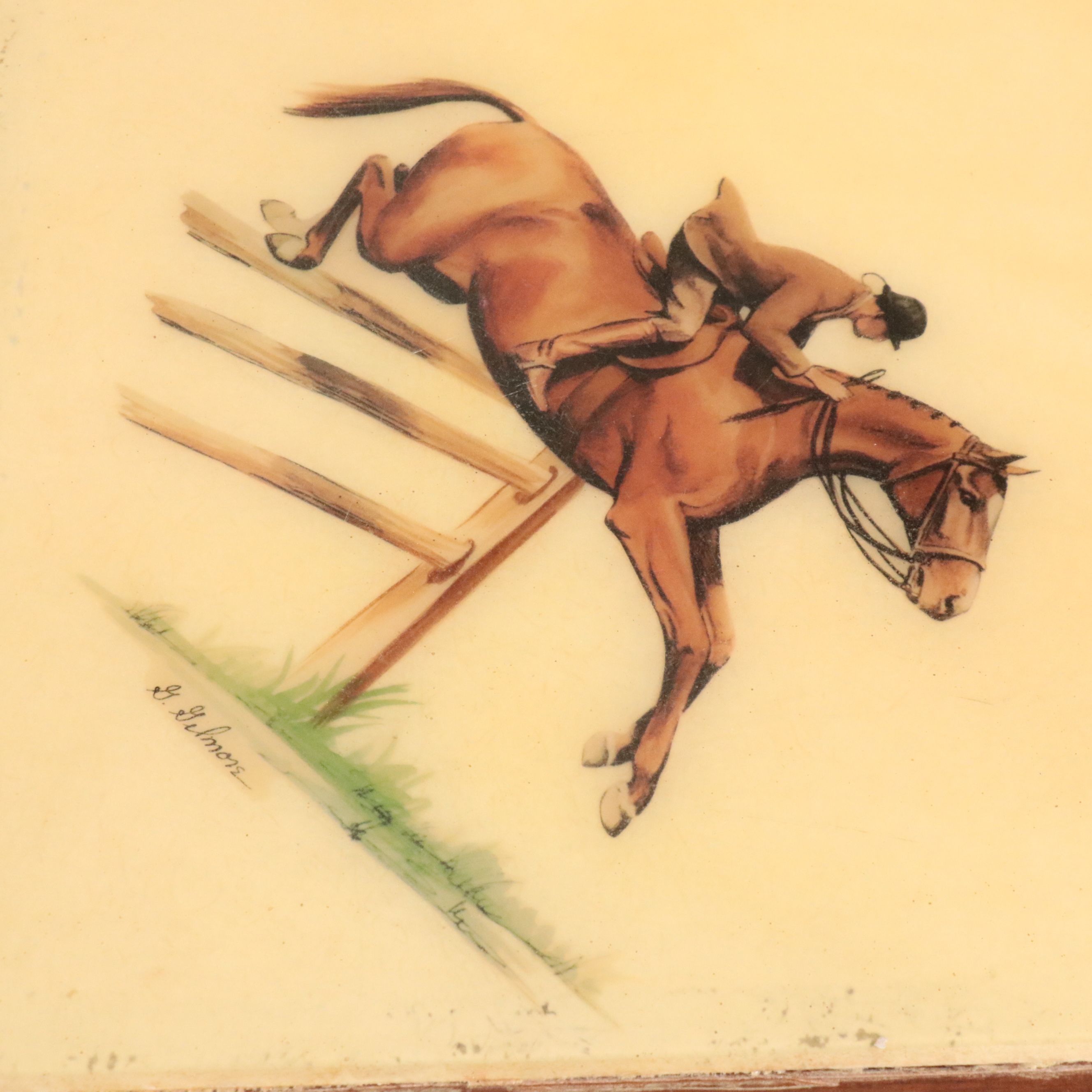 Grace Gilmore Bacova Guild Hunt-Themed Fiberglass and Wood Folding Card Table
