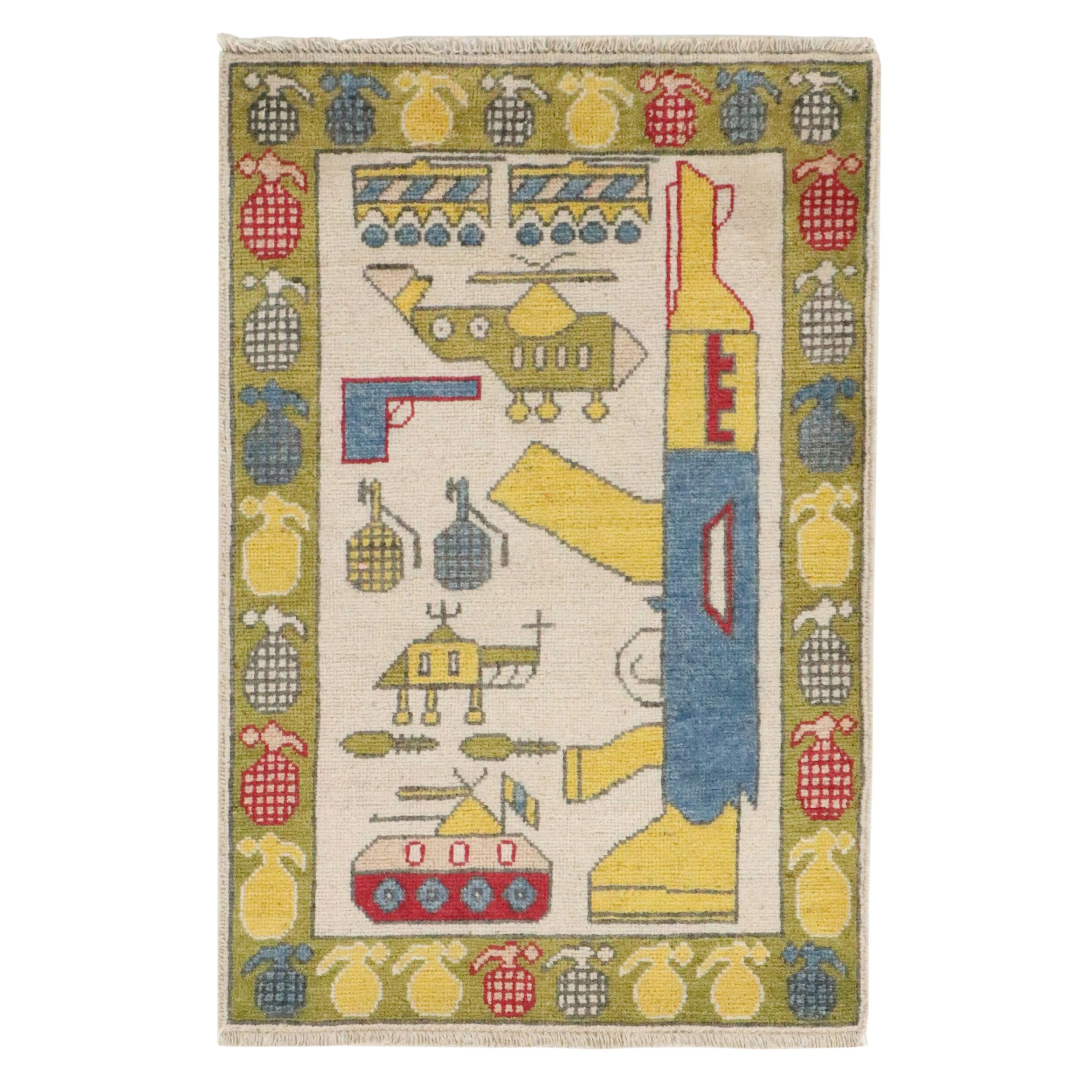 2'1 x 3'2 Hand-Knotted Afghan War Rug