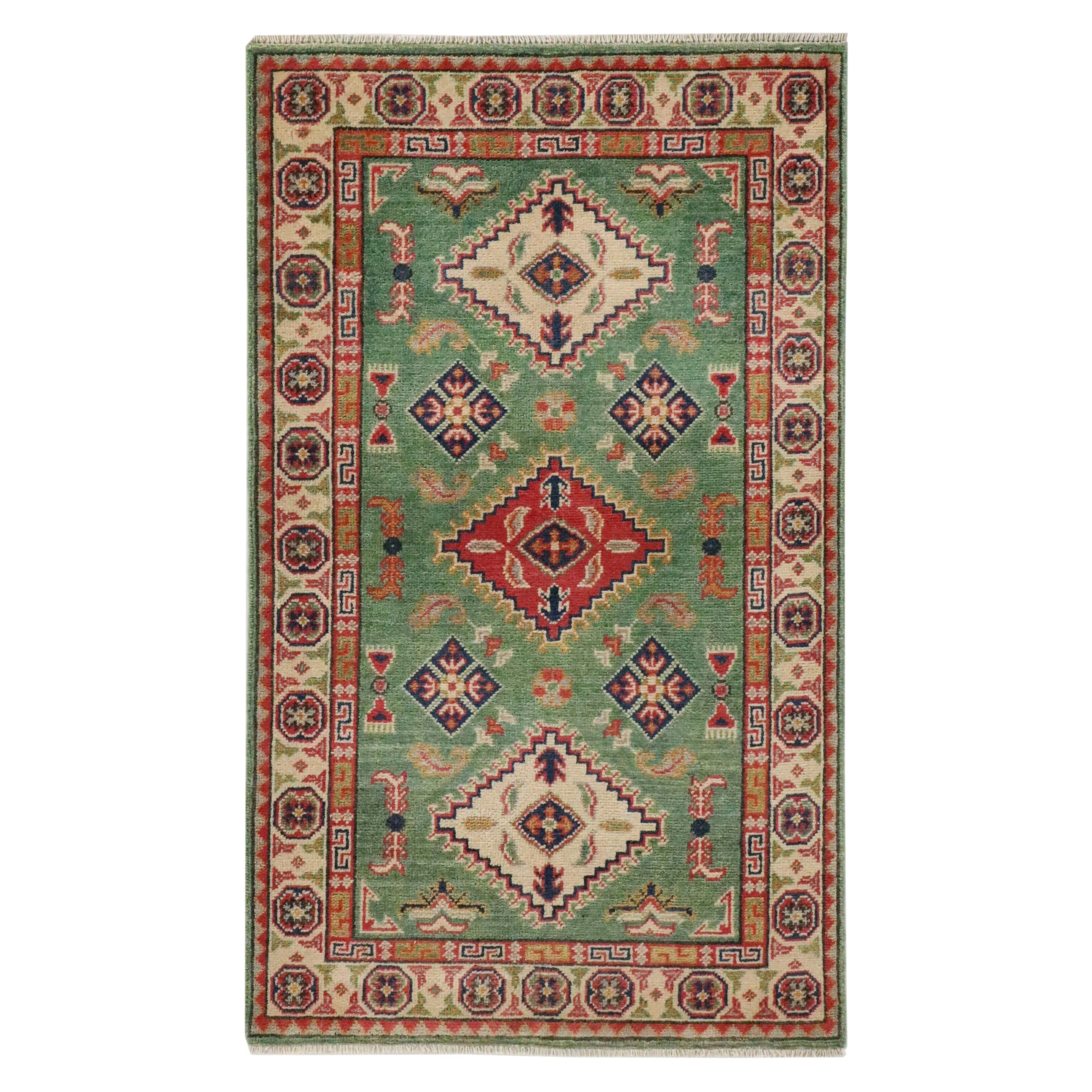 2'7 x 4'4 Hand-Knotted Pakistani Kazak Accent Rug