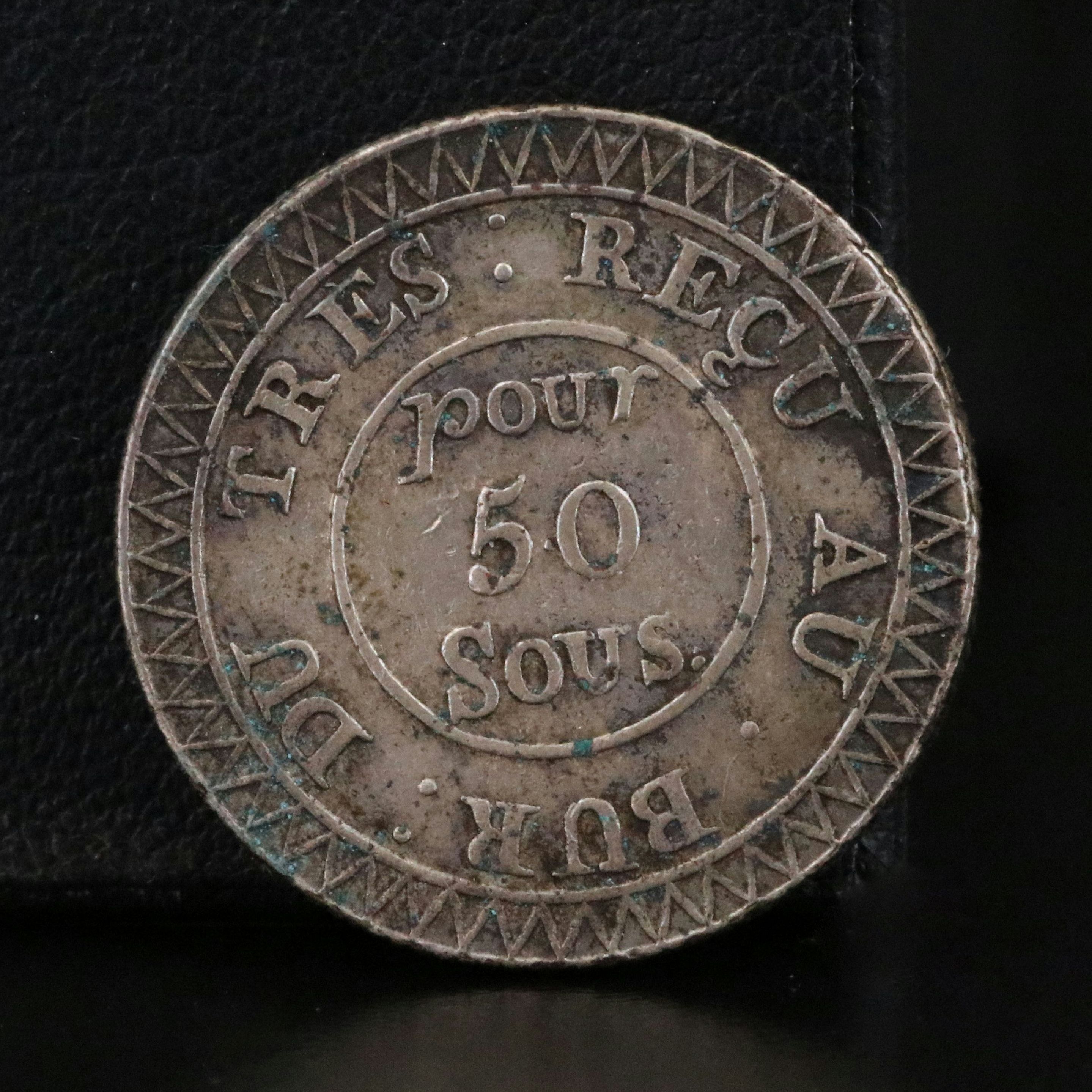 1822 Mauritius Silver 50 Sous