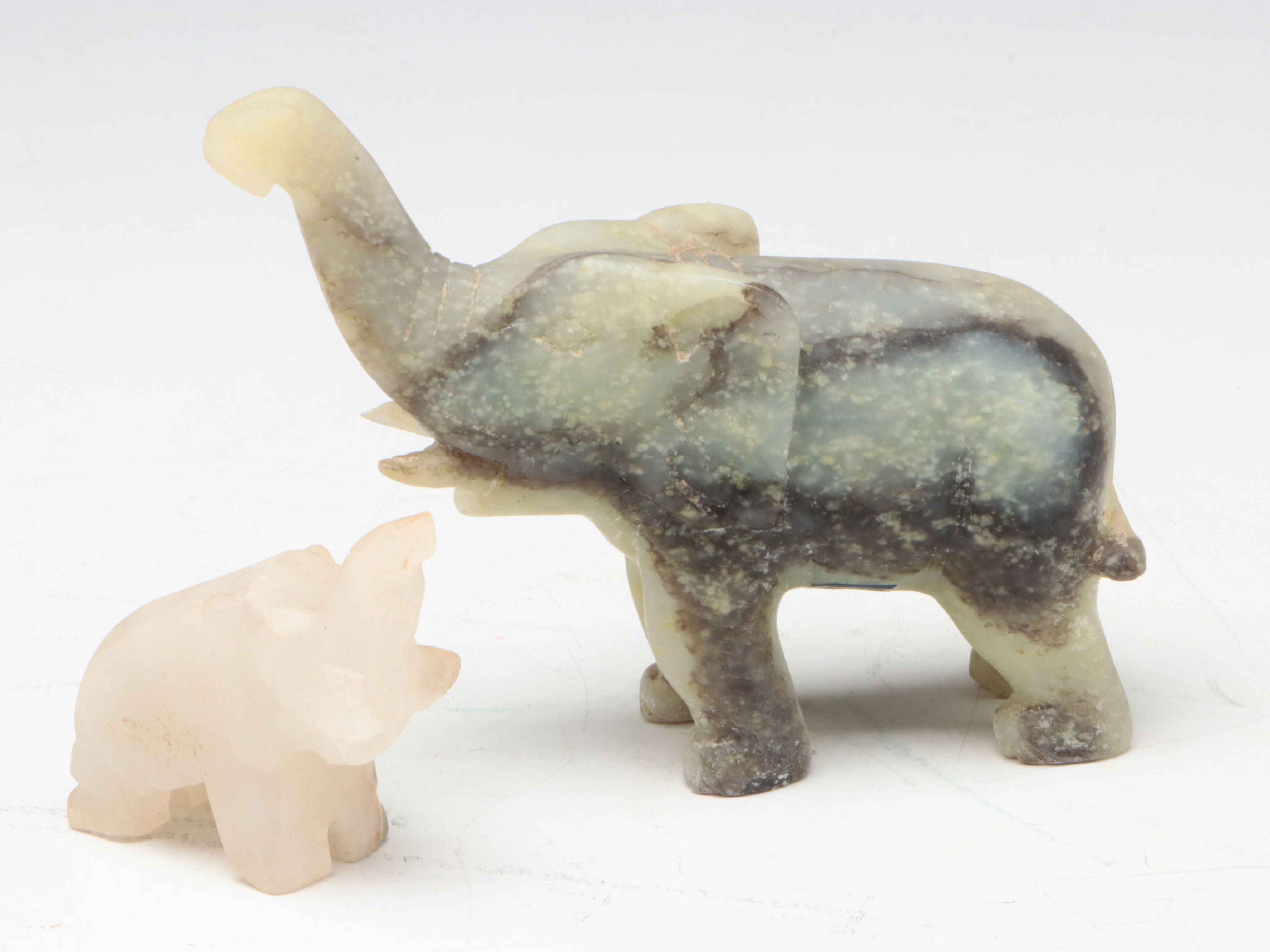 Asian Soapstone, Lacquer and Other Elephant Figurines