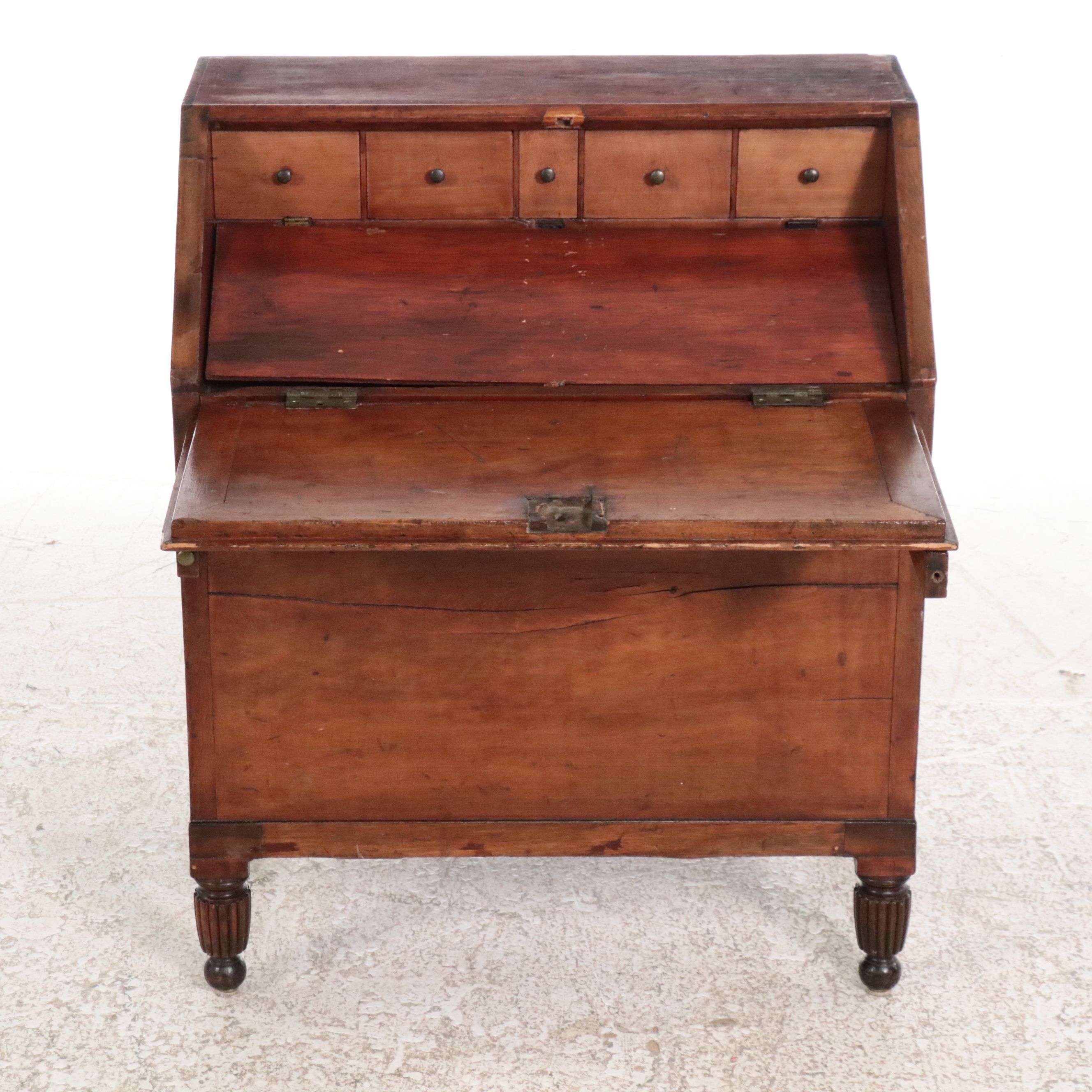 Kentucky Cherry Slant-Front Sugar Desk, Early 19th Century