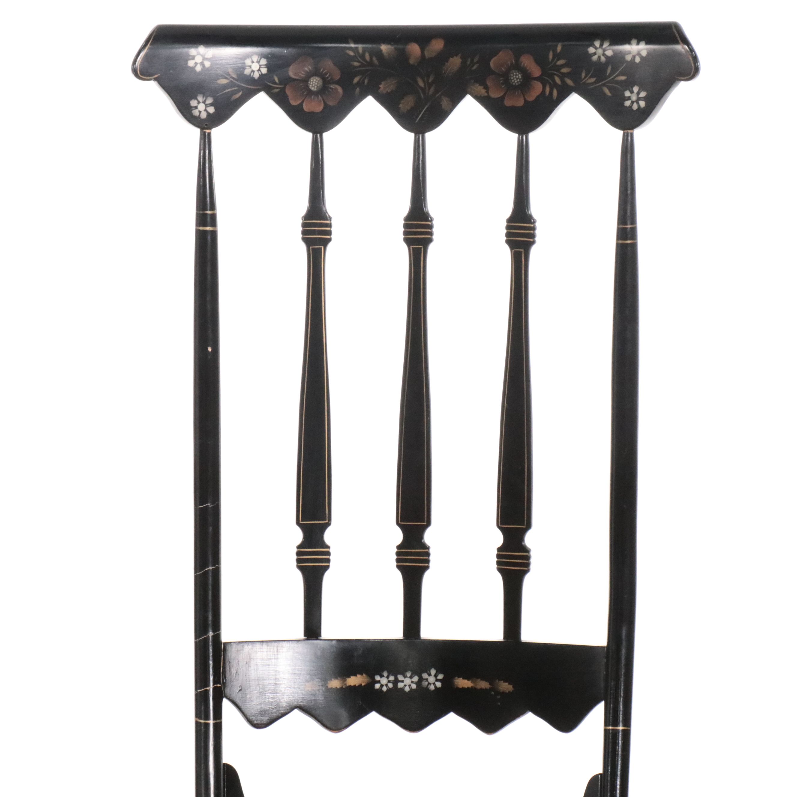 Victorian Hitchcock Style Stencil-Decorated Chair with Cane Seat