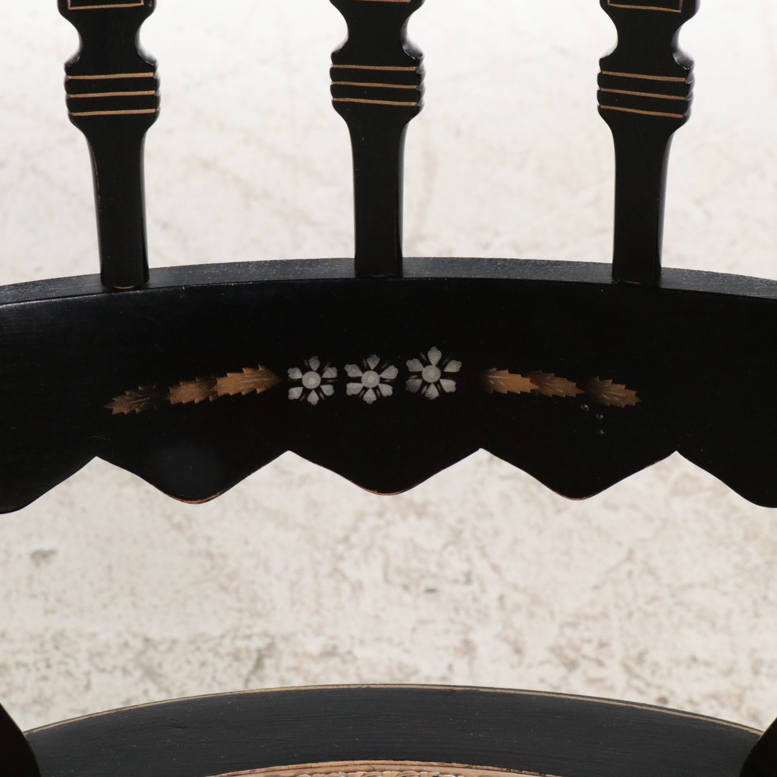 Victorian Hitchcock Style Stencil-Decorated Chair with Cane Seat