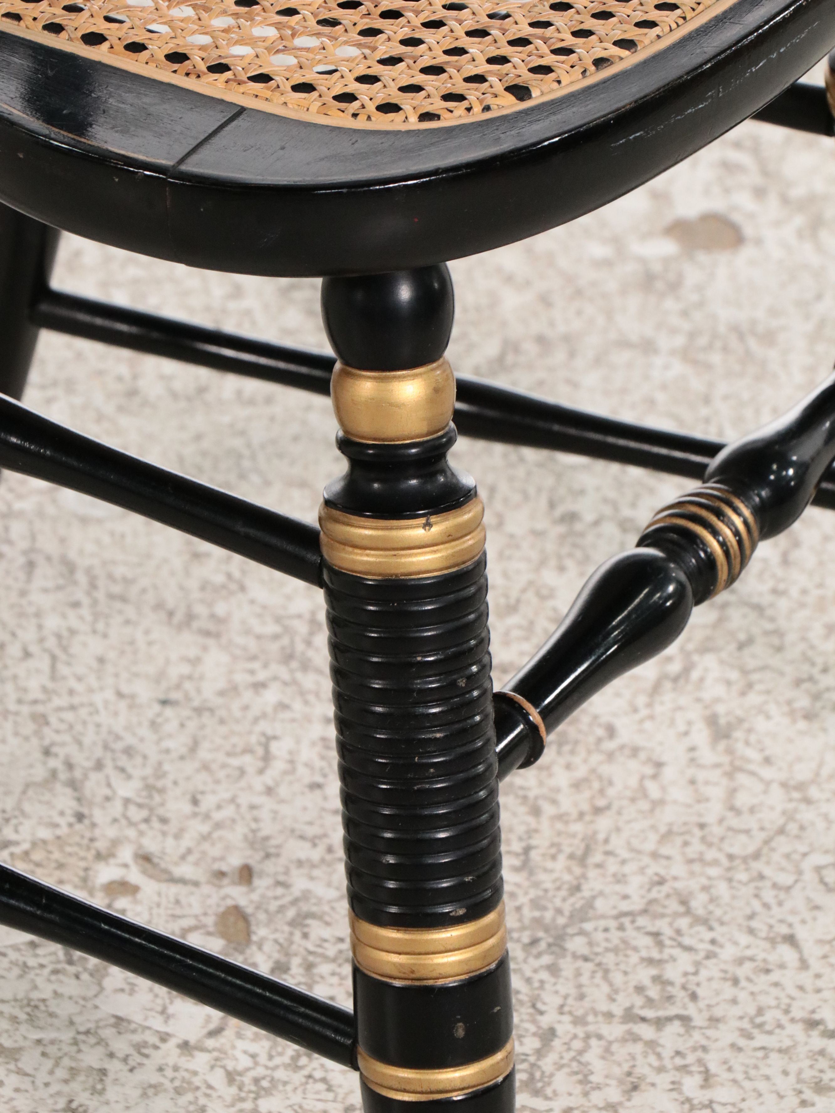 Victorian Hitchcock Style Stencil-Decorated Chair with Cane Seat