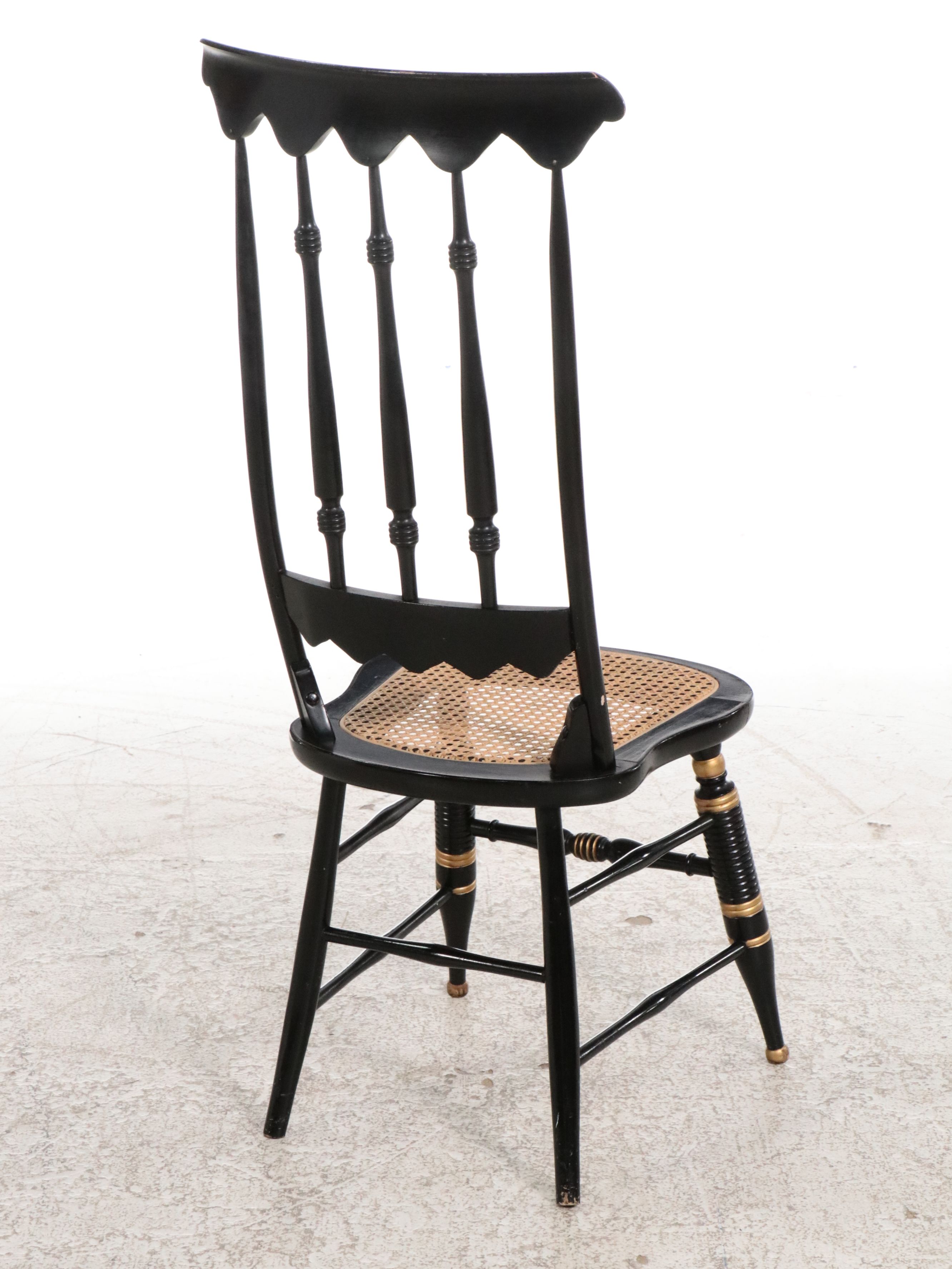 Victorian Hitchcock Style Stencil-Decorated Chair with Cane Seat