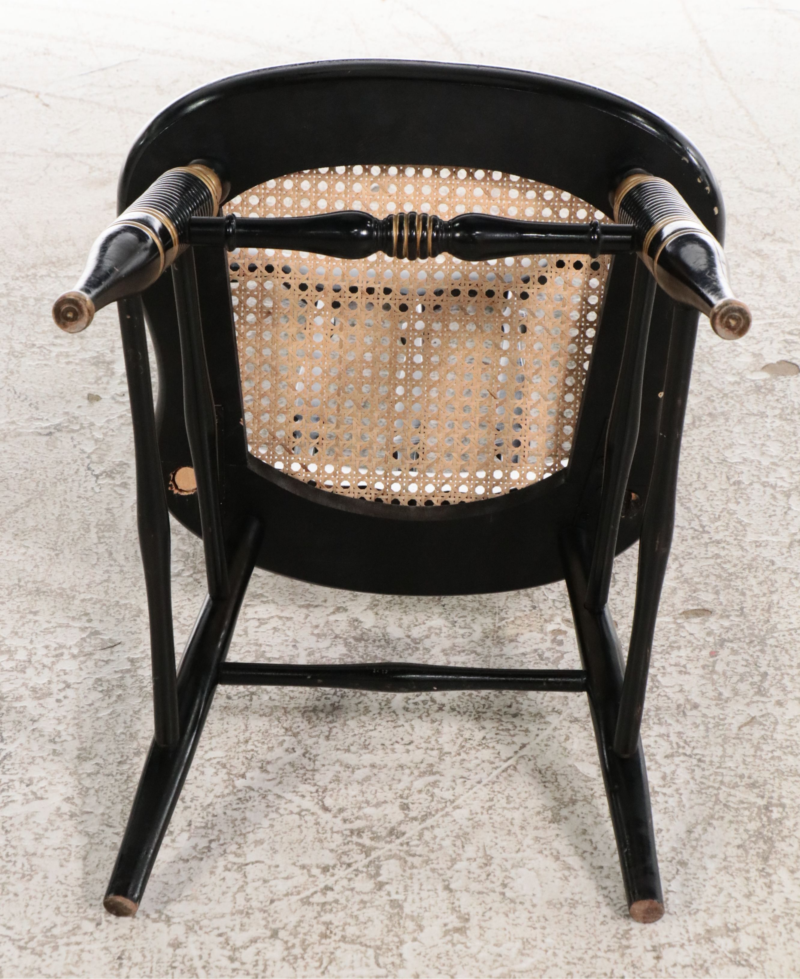 Victorian Hitchcock Style Stencil-Decorated Chair with Cane Seat