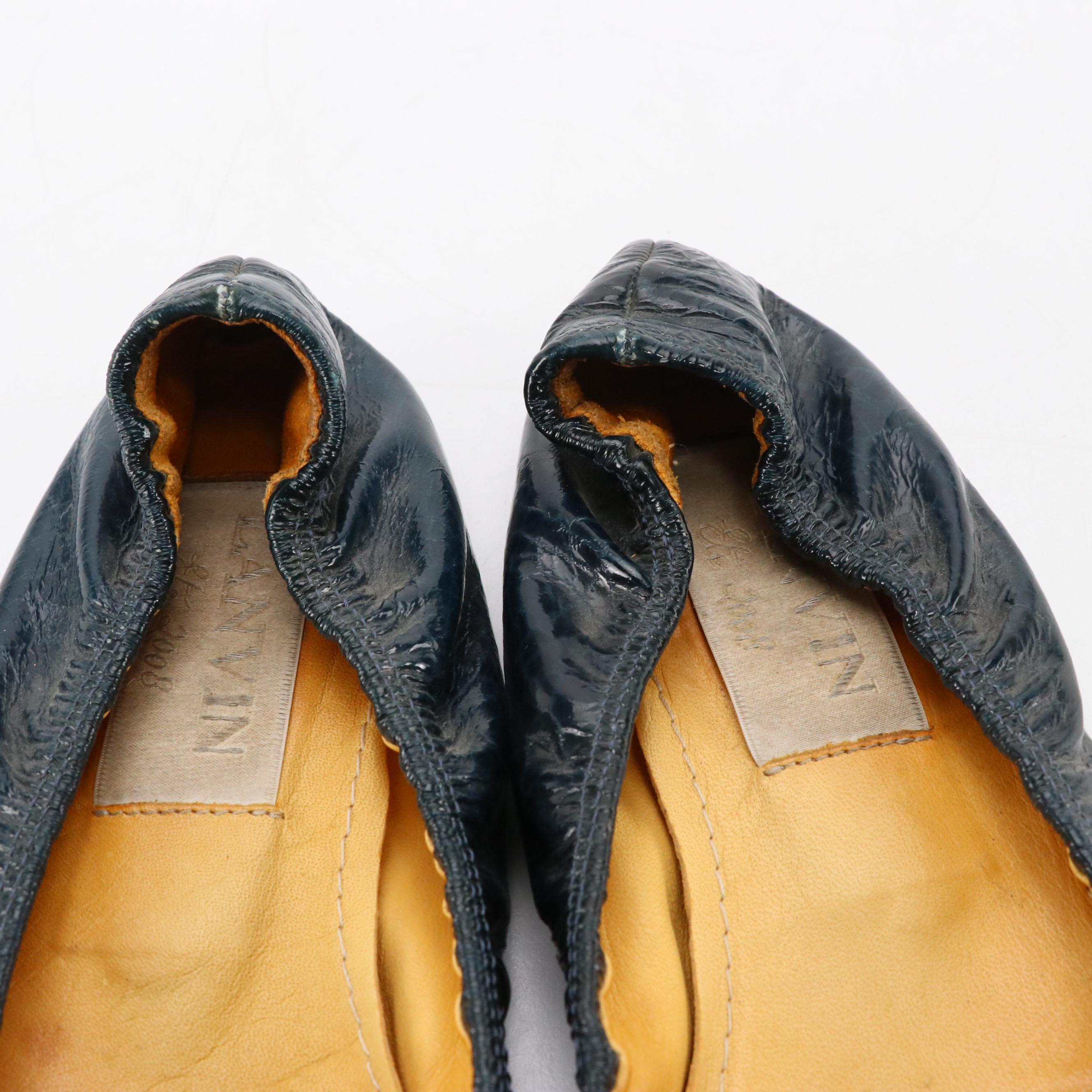 Lanvin Crystal Embellished Ballerina Flats in Patent Leather