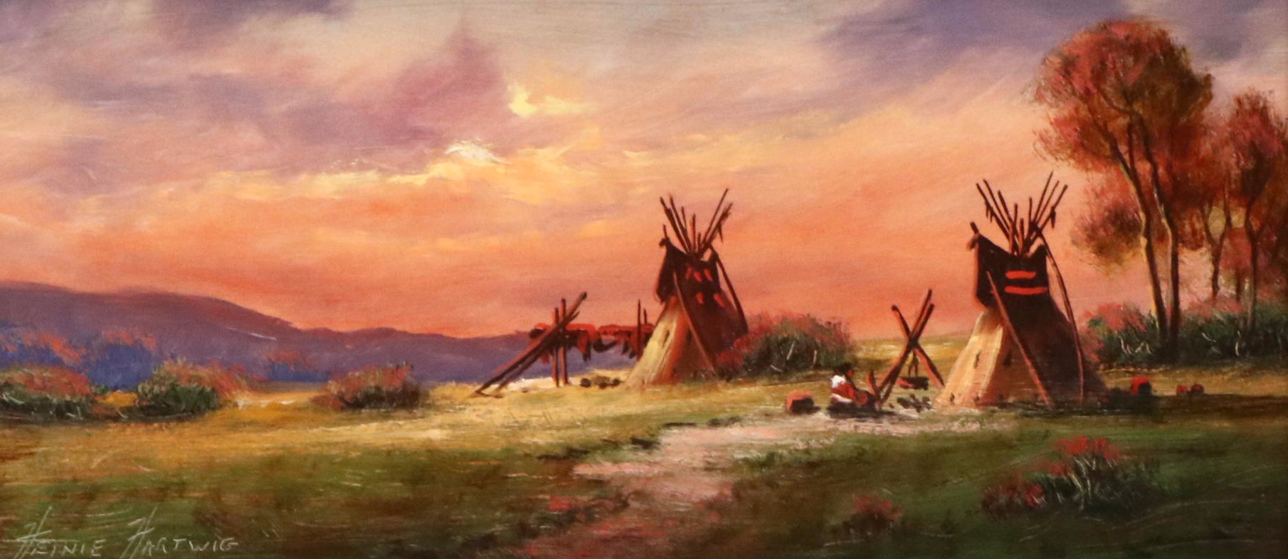 Heinie Hartwig Western Oil Painting "Comanche Camp"