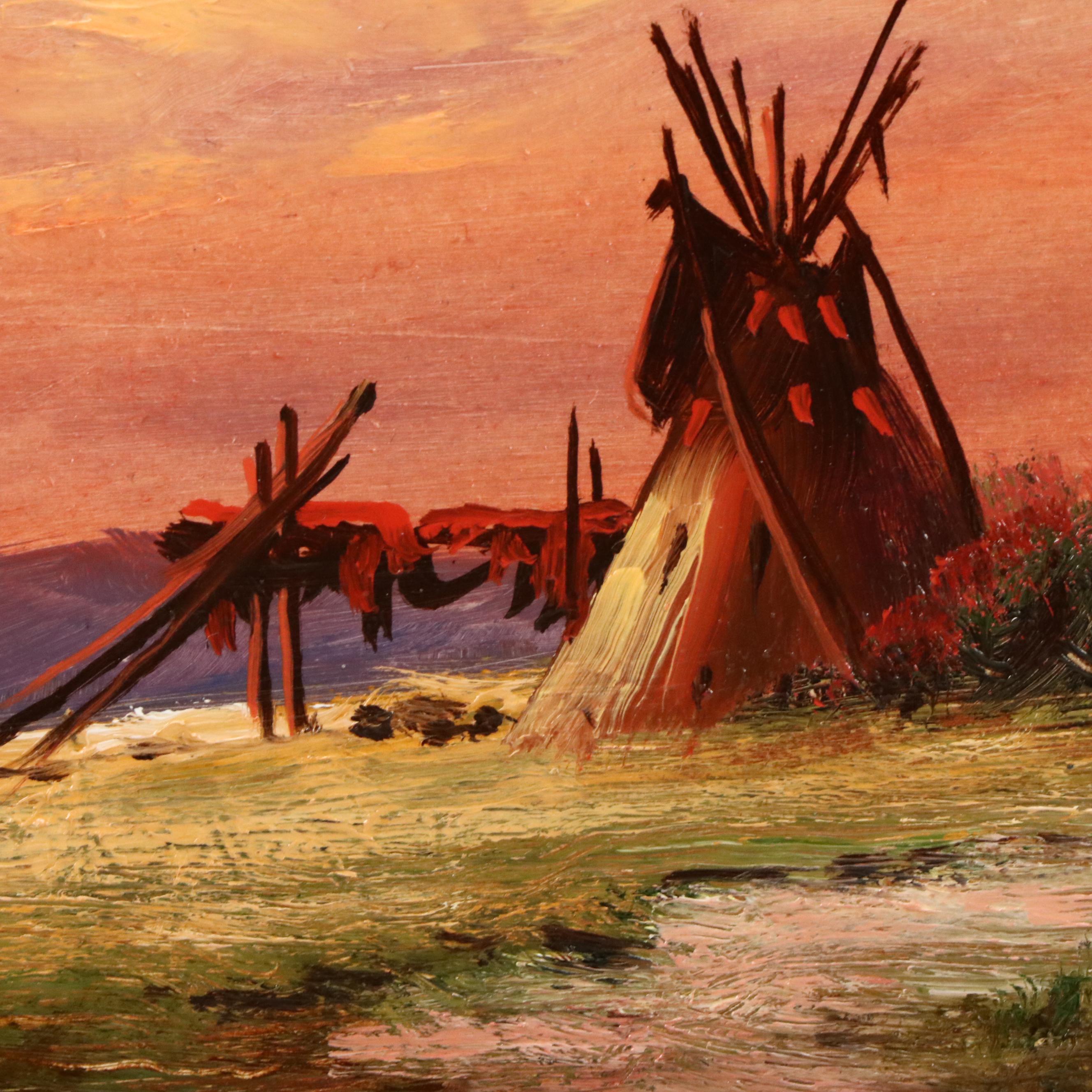 Heinie Hartwig Western Oil Painting "Comanche Camp"