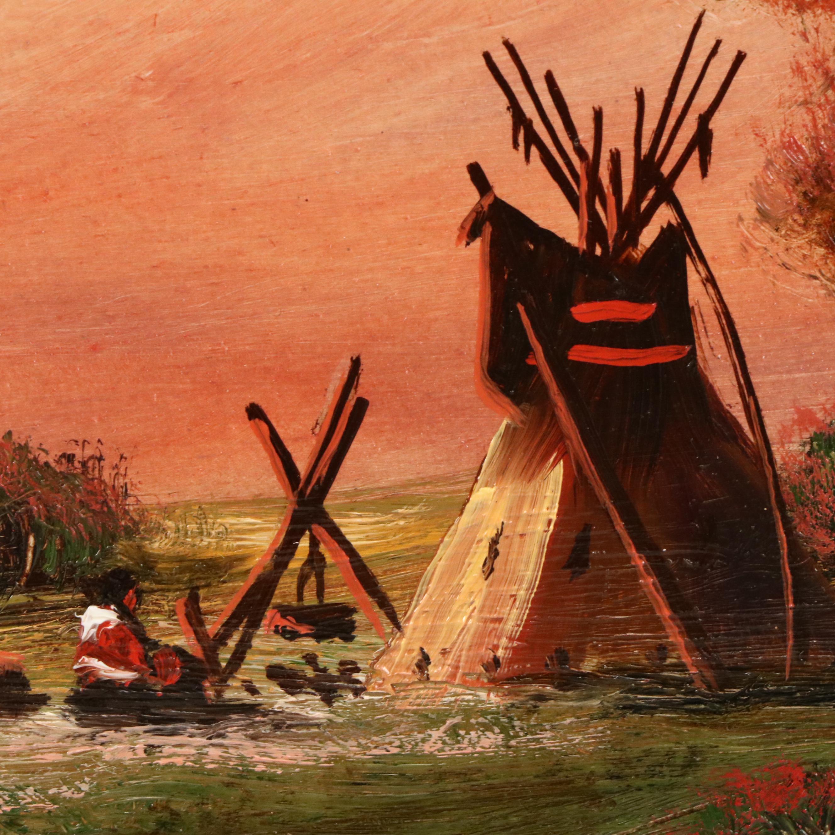 Heinie Hartwig Western Oil Painting "Comanche Camp"