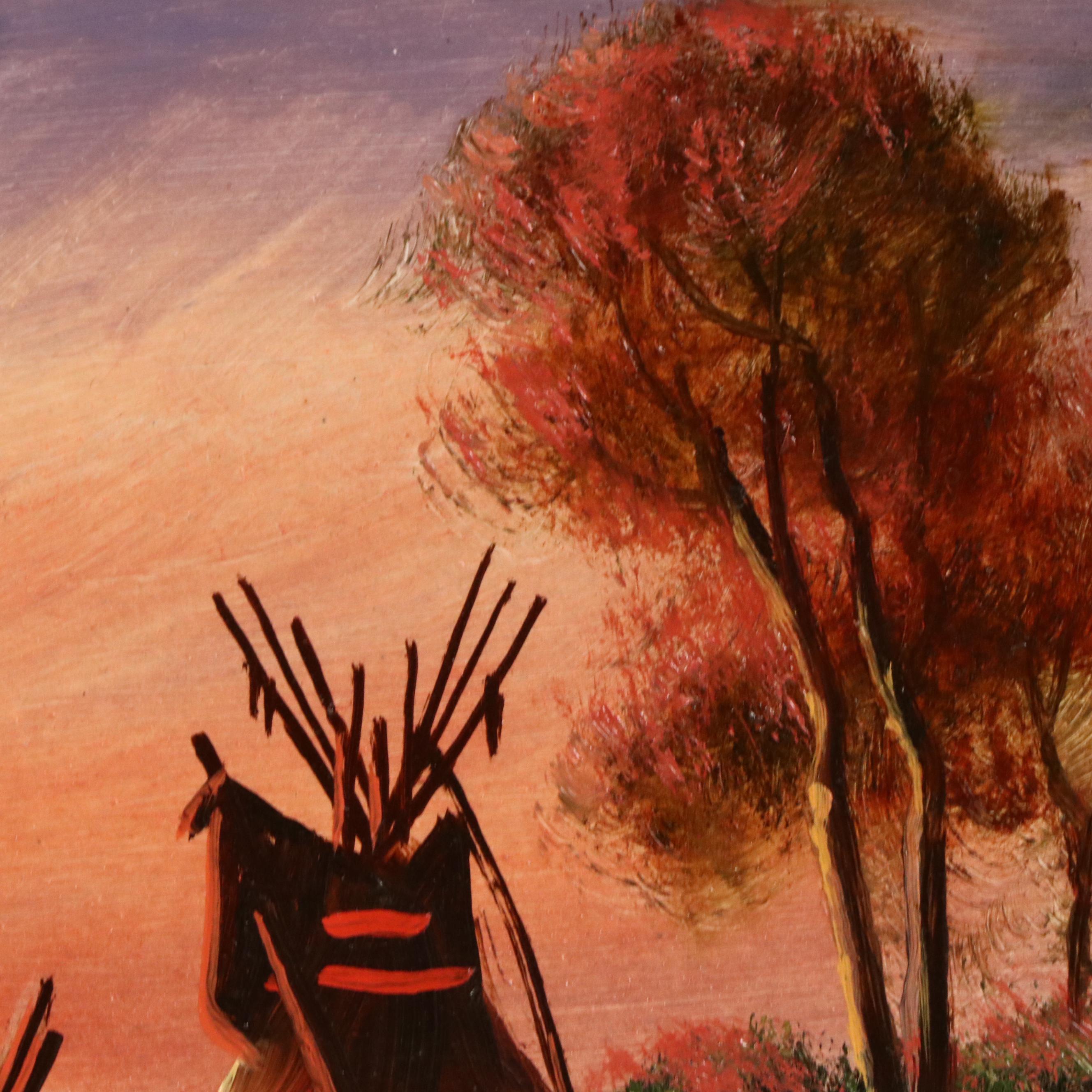 Heinie Hartwig Western Oil Painting "Comanche Camp"