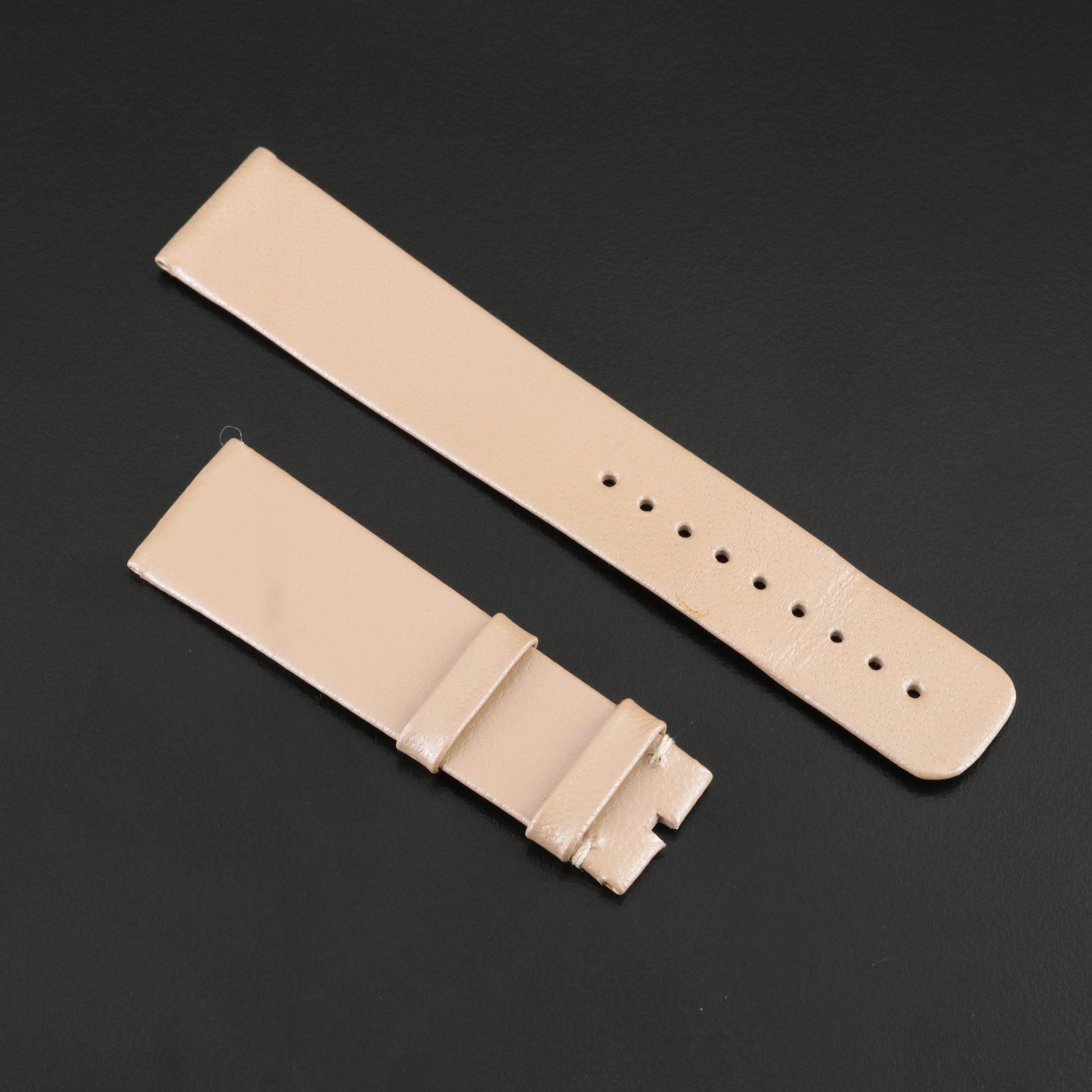 CHANEL Paris Cuir Veritable 18.5 mm Beige Leather Watch Strap/Band