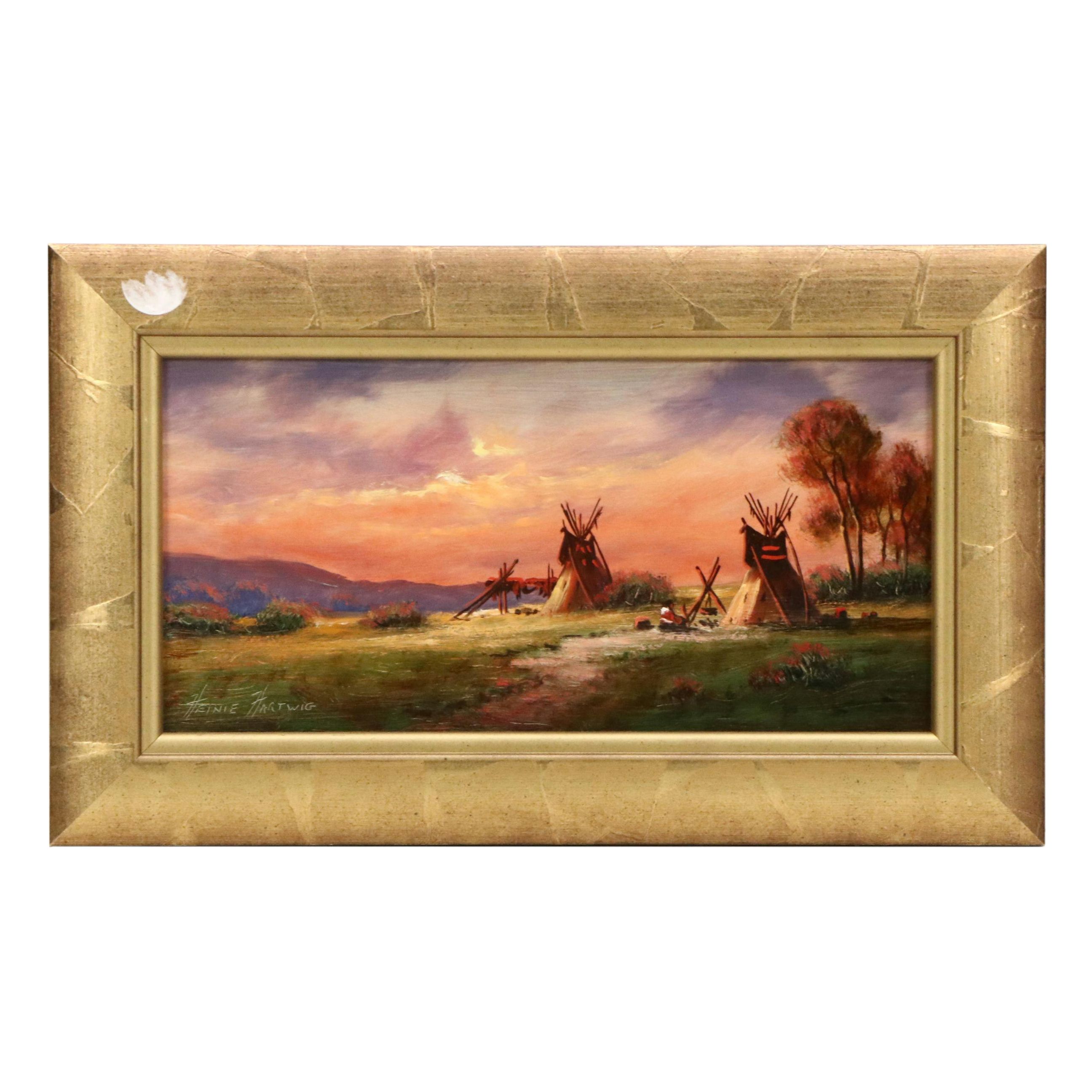 Heinie Hartwig Western Oil Painting "Comanche Camp"