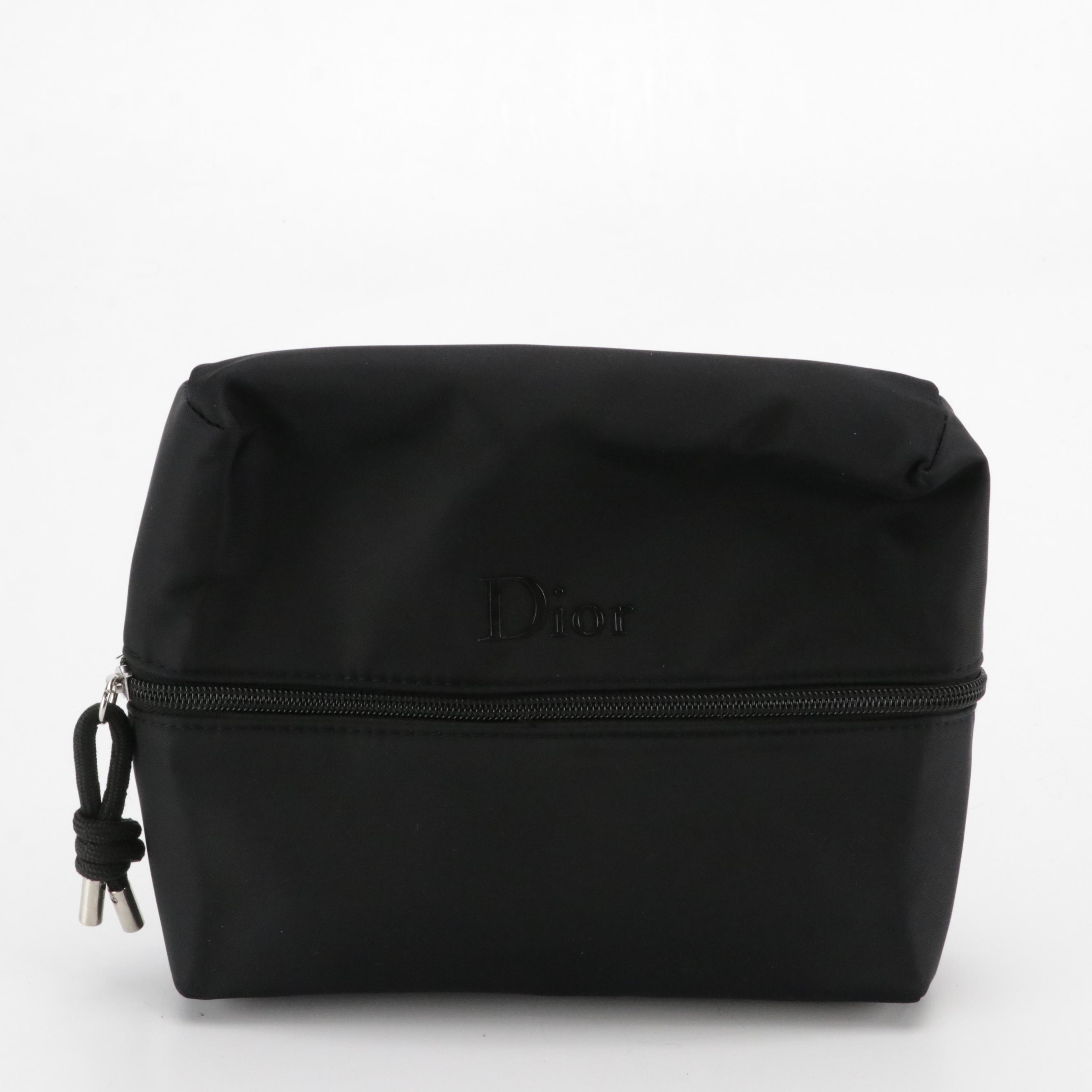 Christian Dior Promotional Étoile Canvas and Black Nylon Zip Pouches