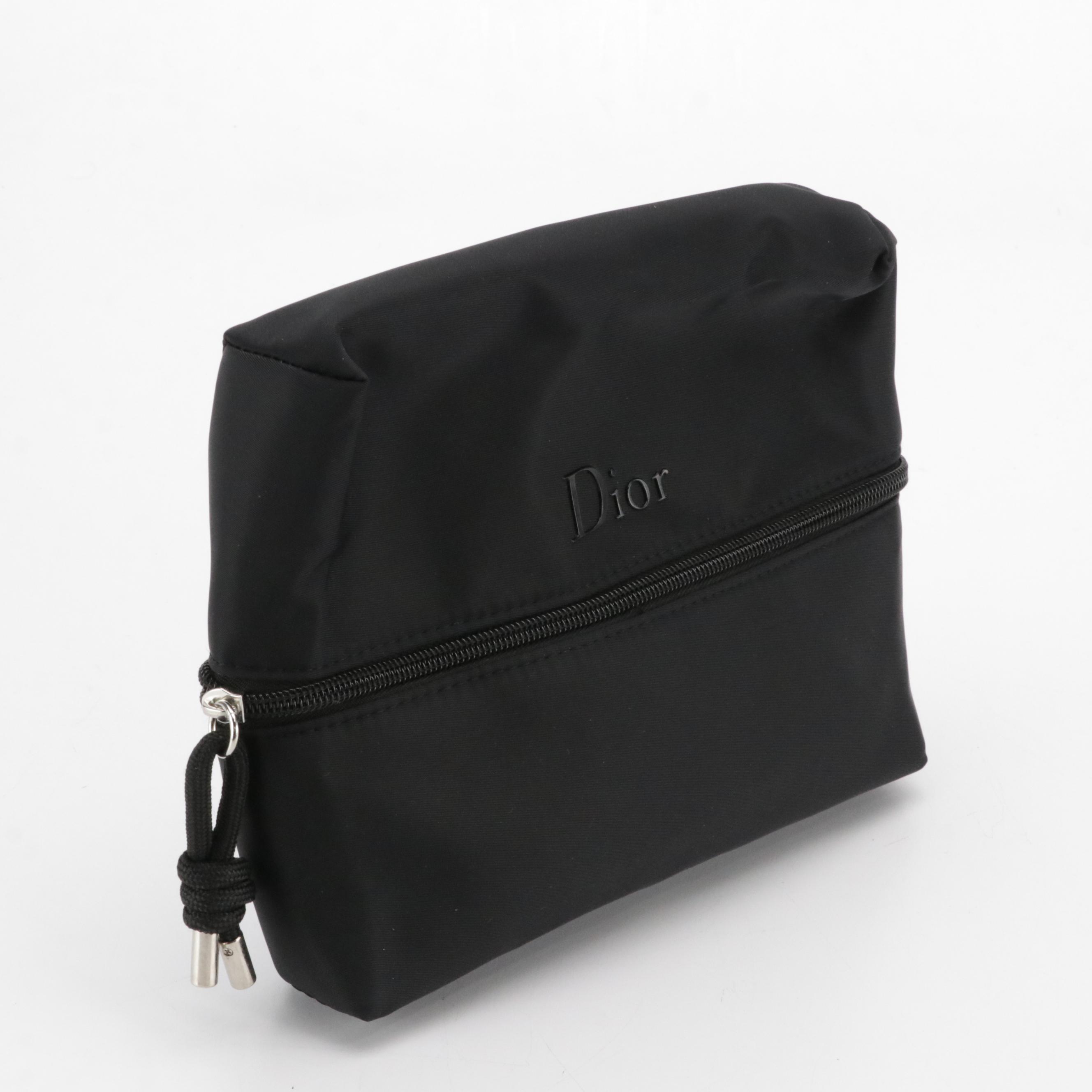 Christian Dior Promotional Étoile Canvas and Black Nylon Zip Pouches