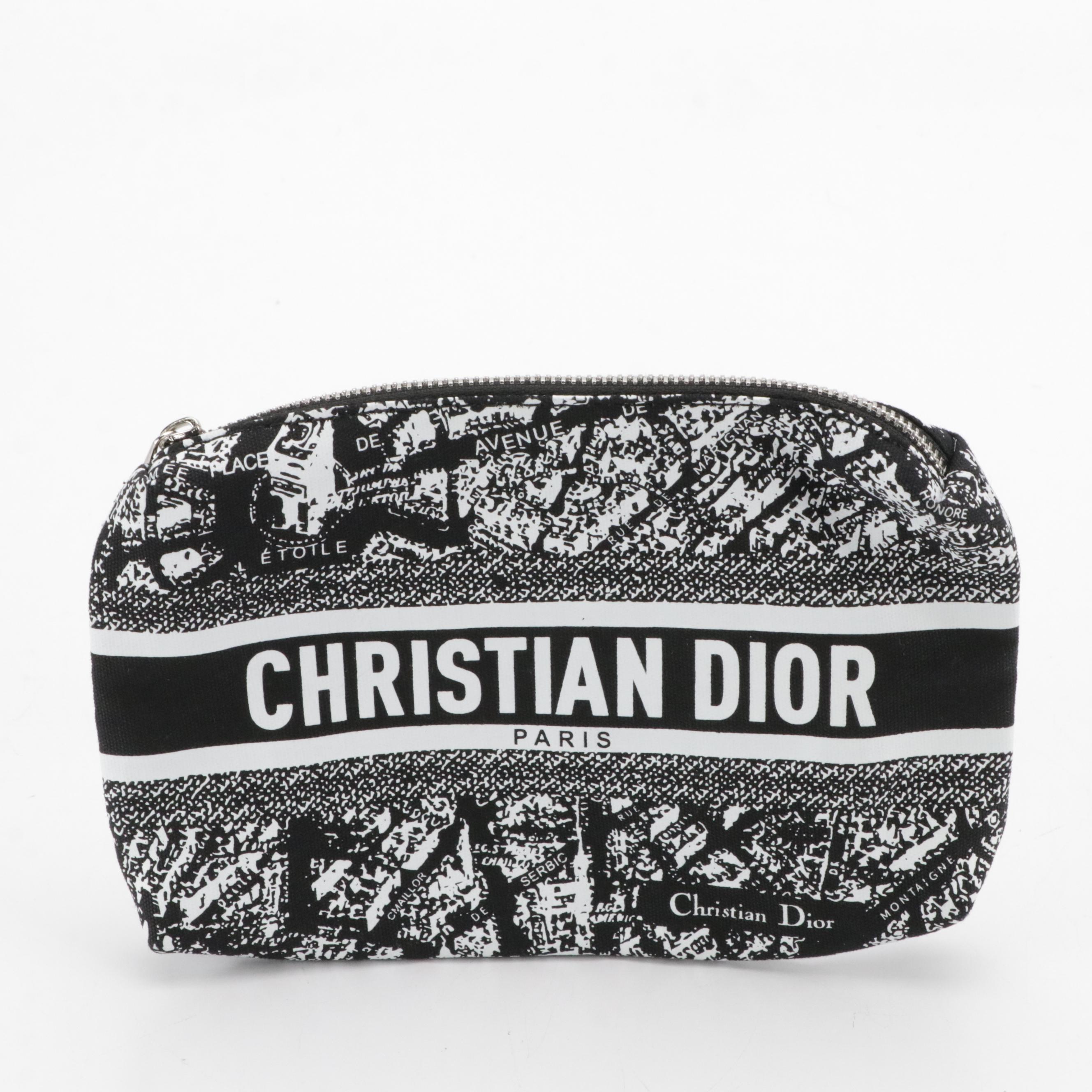 Christian Dior Promotional Étoile Canvas and Black Nylon Zip Pouches