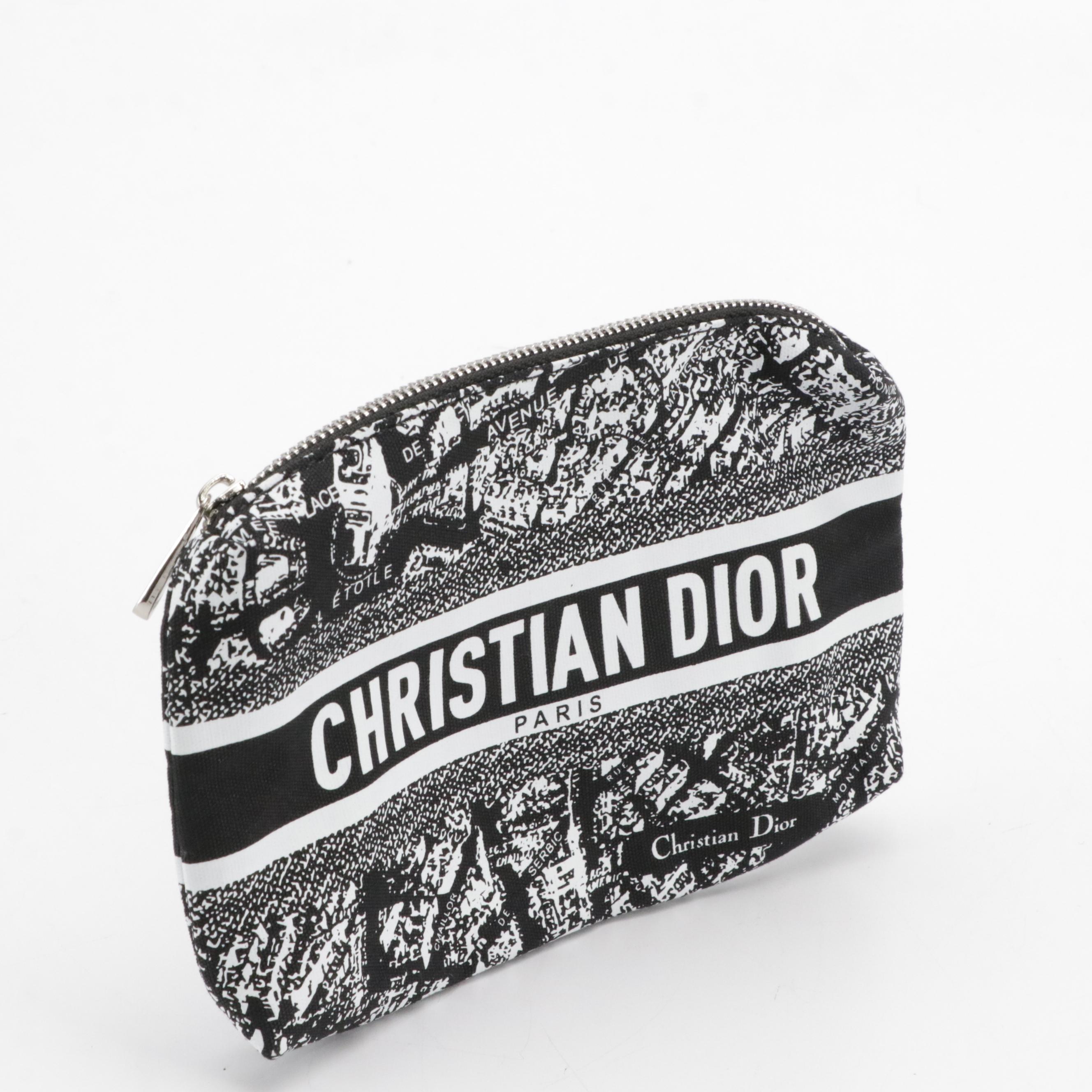Christian Dior Promotional Étoile Canvas and Black Nylon Zip Pouches