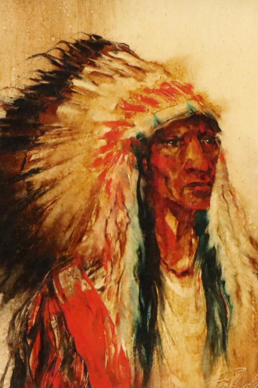 Paul Dyck Portrait Oil Painting "Crow Chief," 1975
