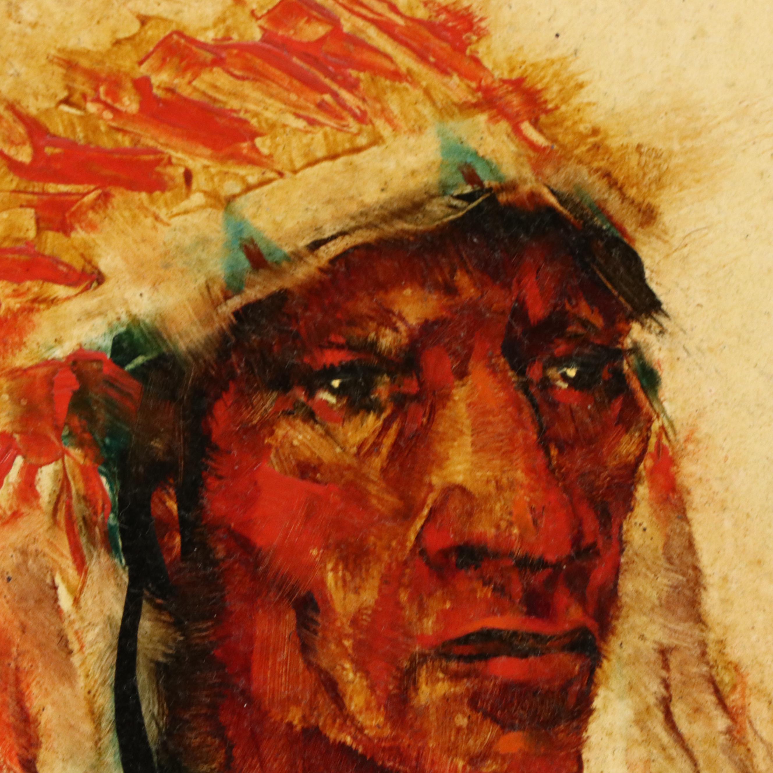 Paul Dyck Portrait Oil Painting "Crow Chief," 1975