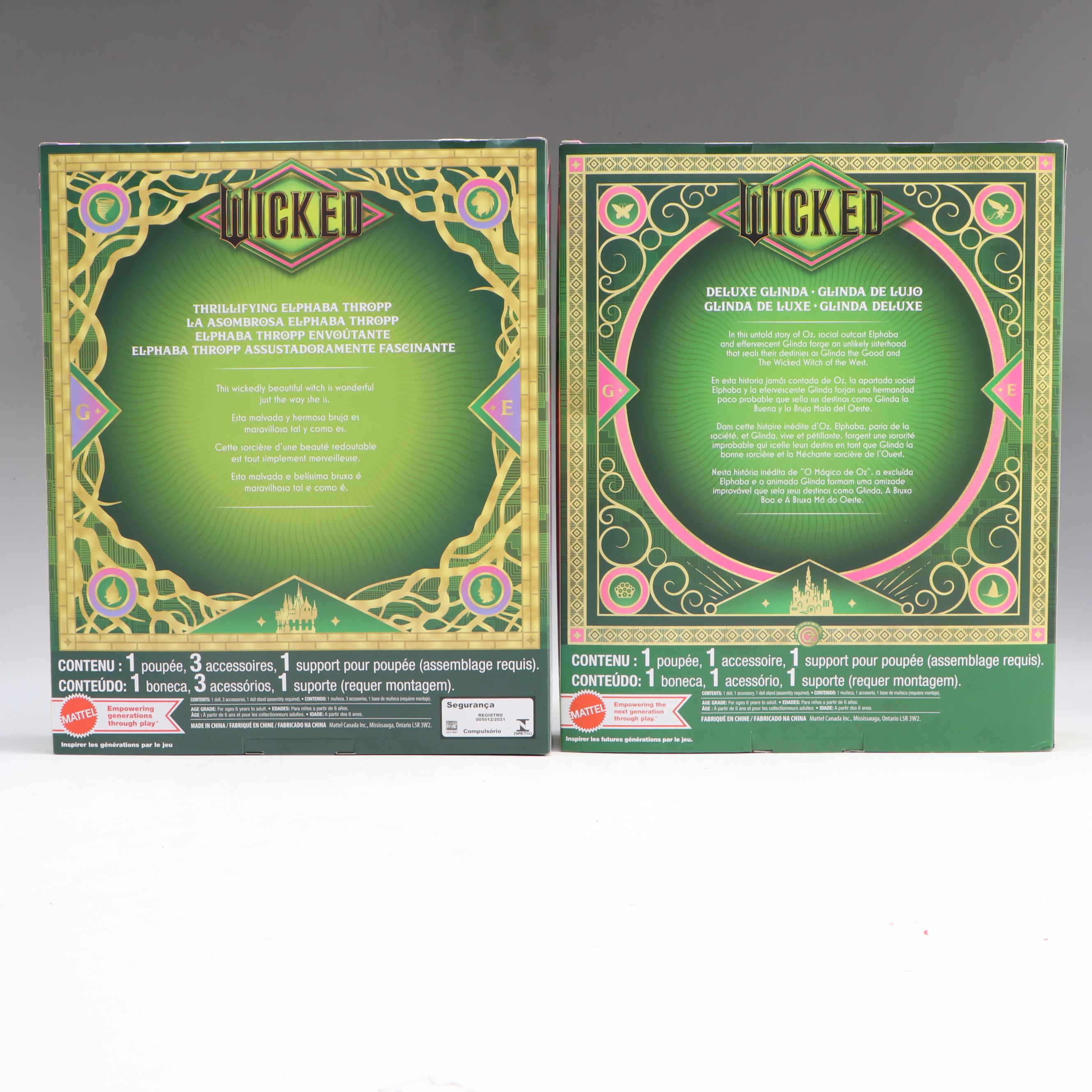 Mattel Wicked "Thrillifying Elphaba Thropp" and "Deluxe Glinda" Fashion Dolls