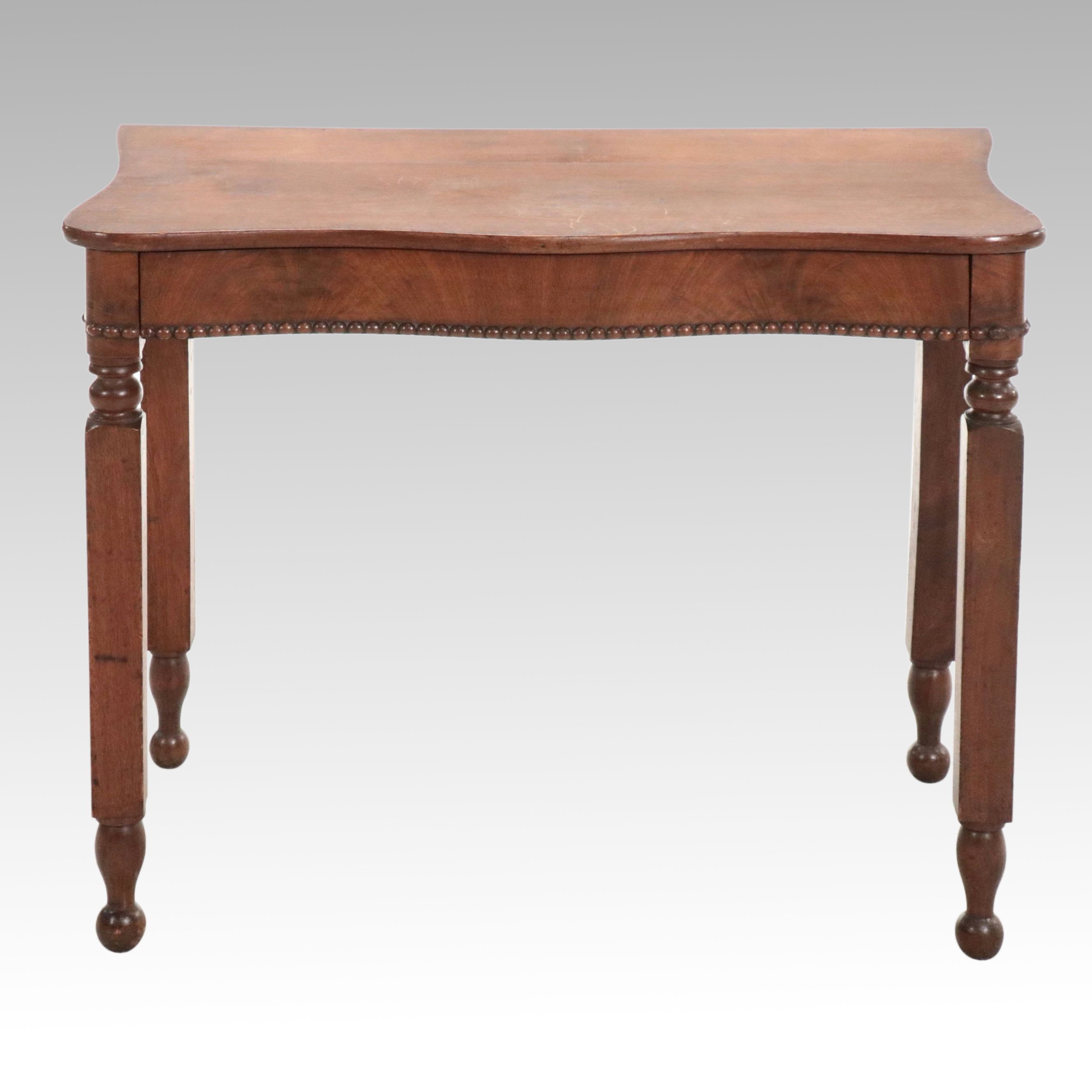 American Sheraton Style Burled Mahogany Writing Desk, Late 19th Century