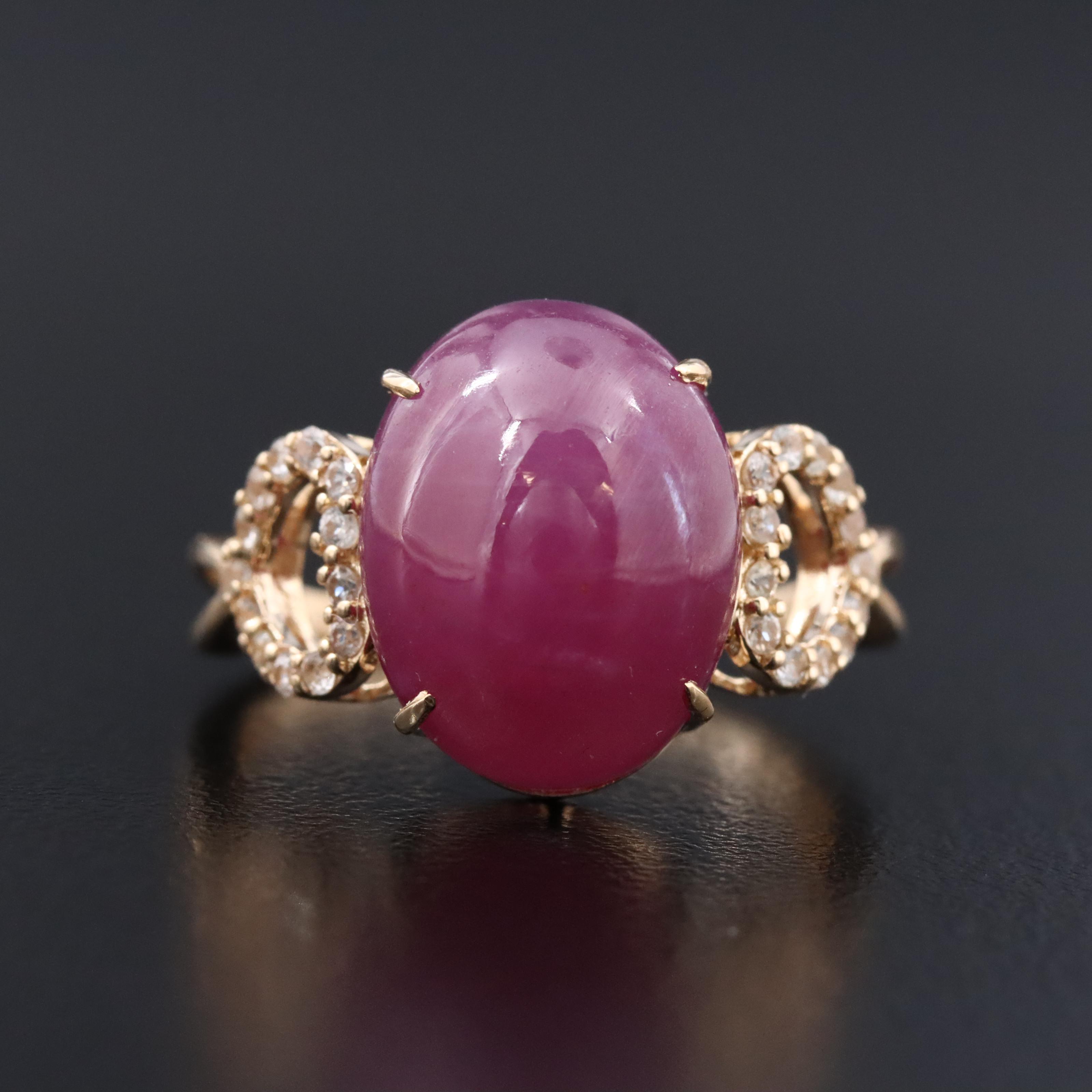 14K 10.90 CT Ruby and White Sapphire Ring