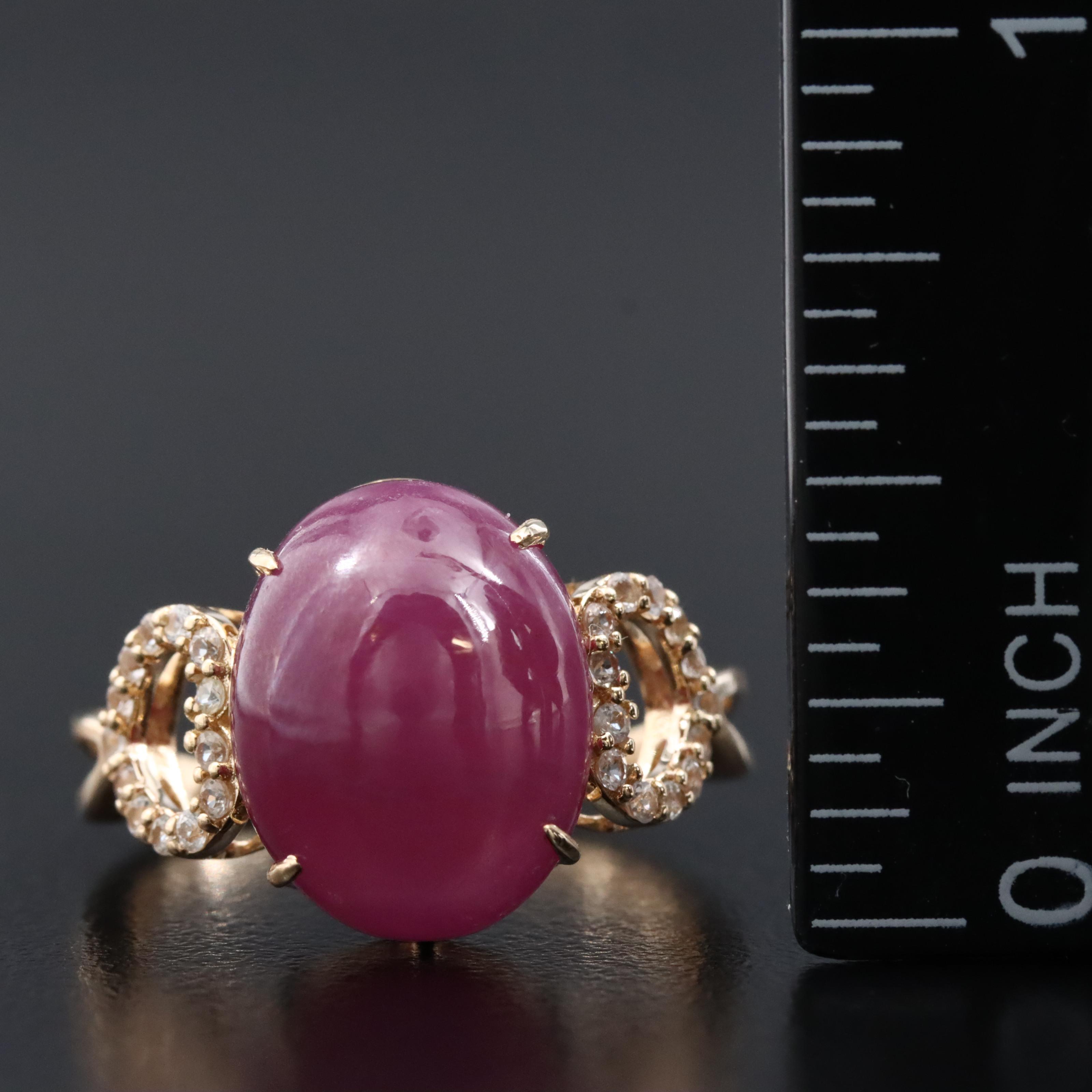 14K 10.90 CT Ruby and White Sapphire Ring