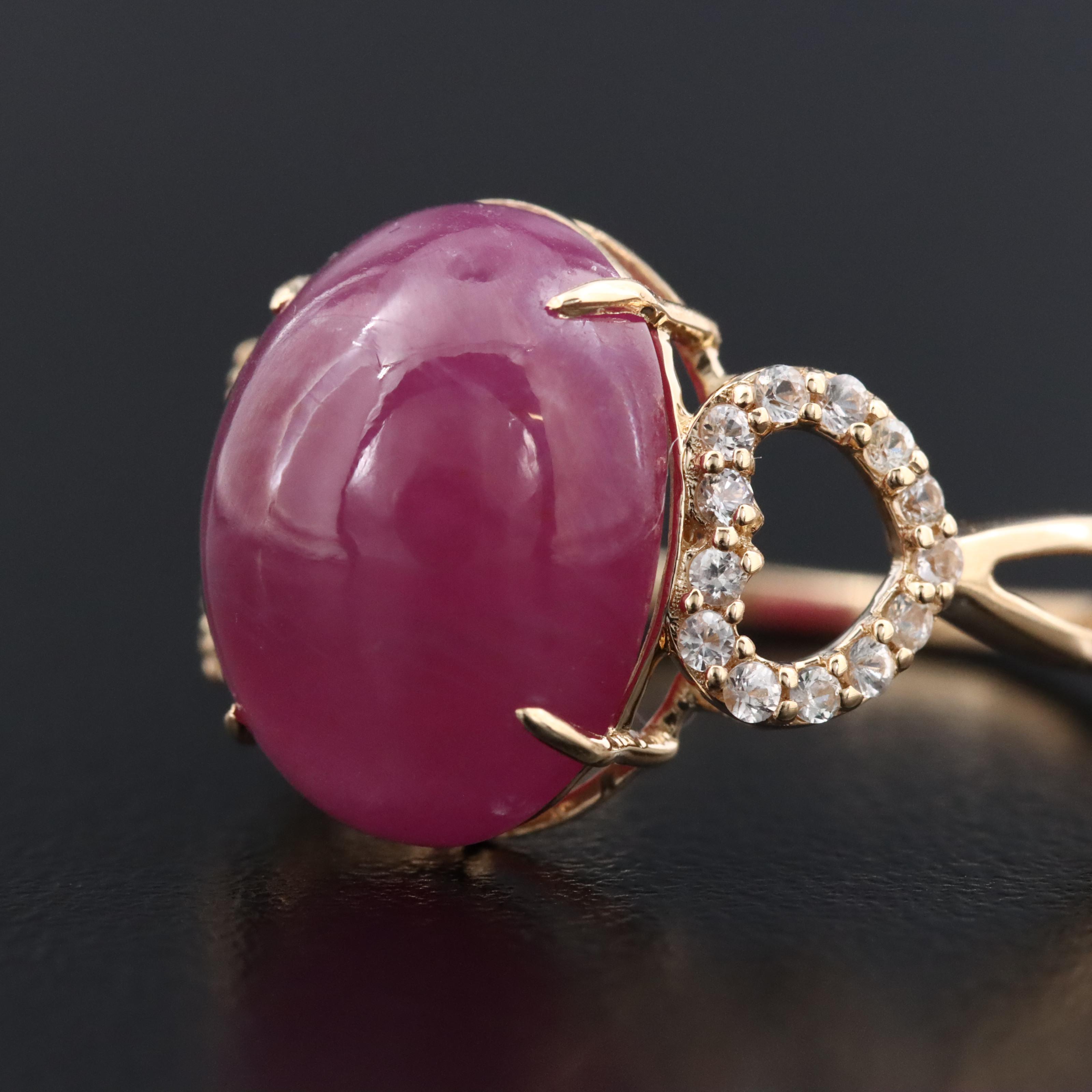 14K 10.90 CT Ruby and White Sapphire Ring