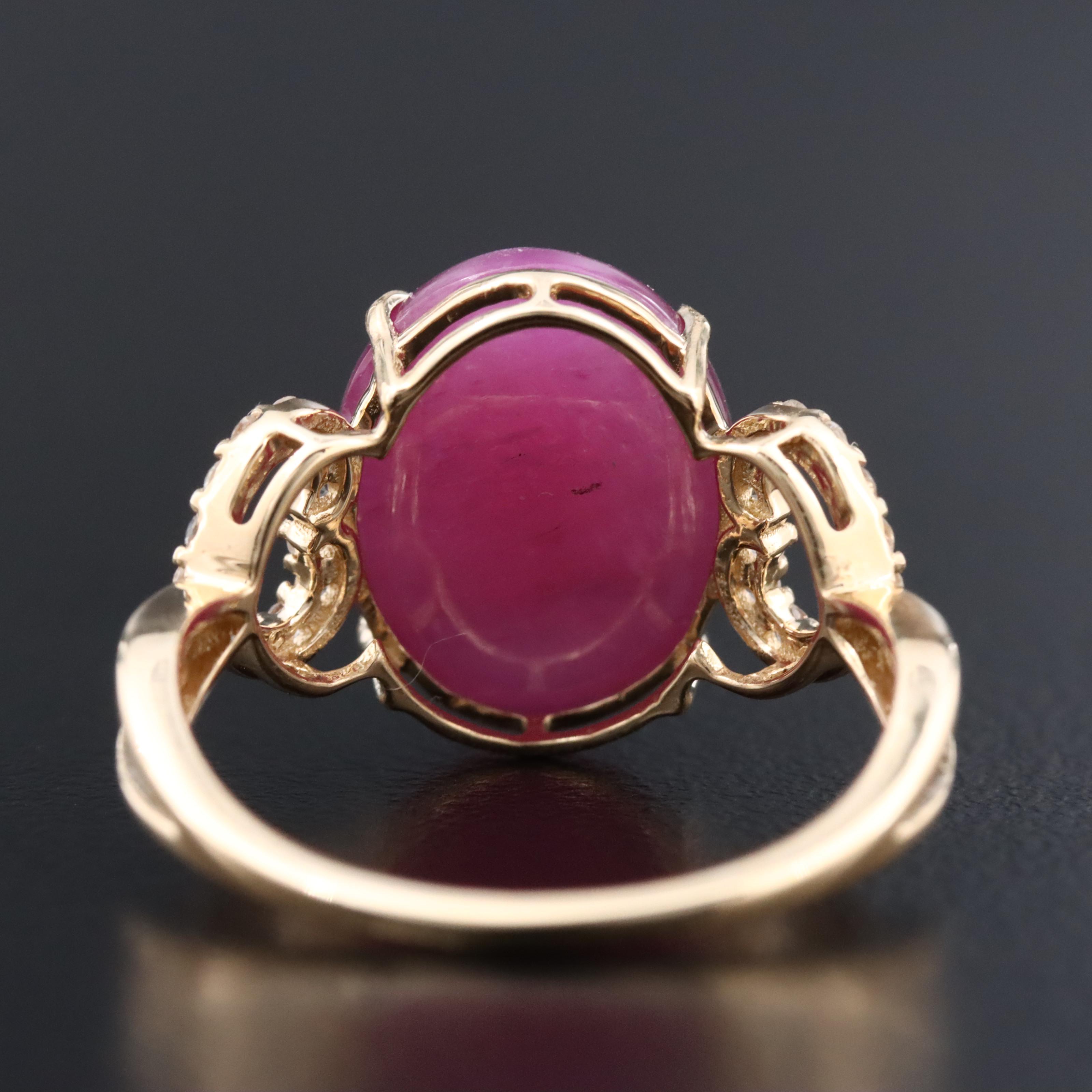 14K 10.90 CT Ruby and White Sapphire Ring