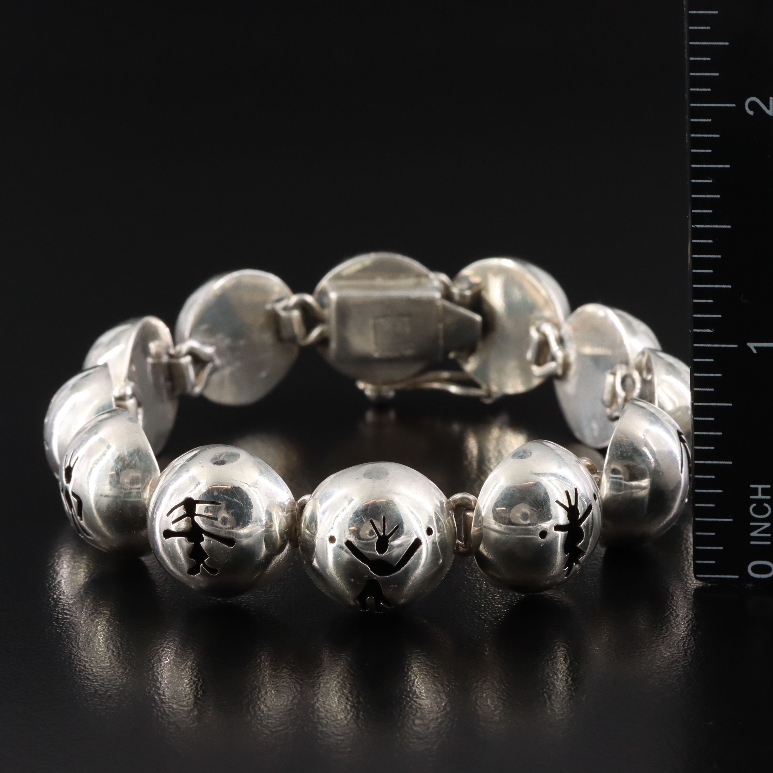 Mexican Sterling Figural Link Bracelet