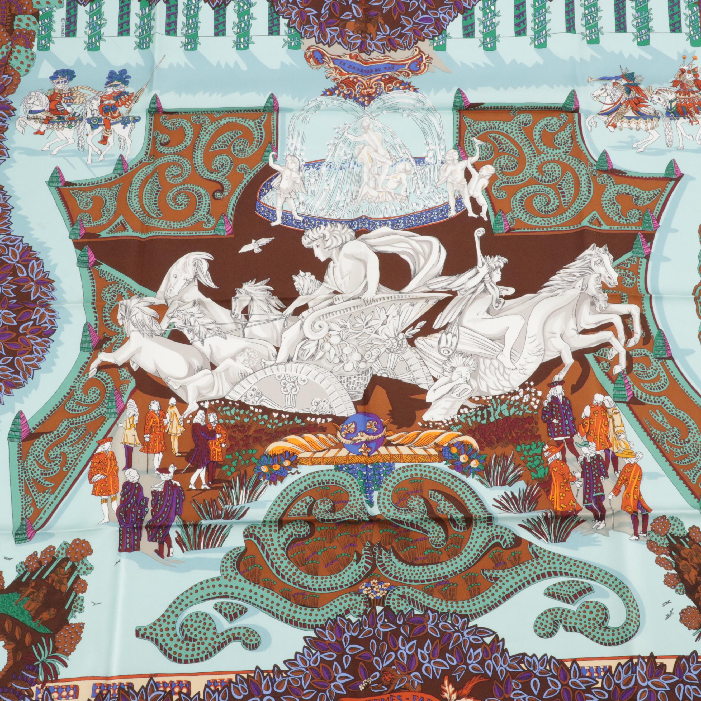 Hermès "Le Paradis Du Roy" Silk Twill Scarf 90