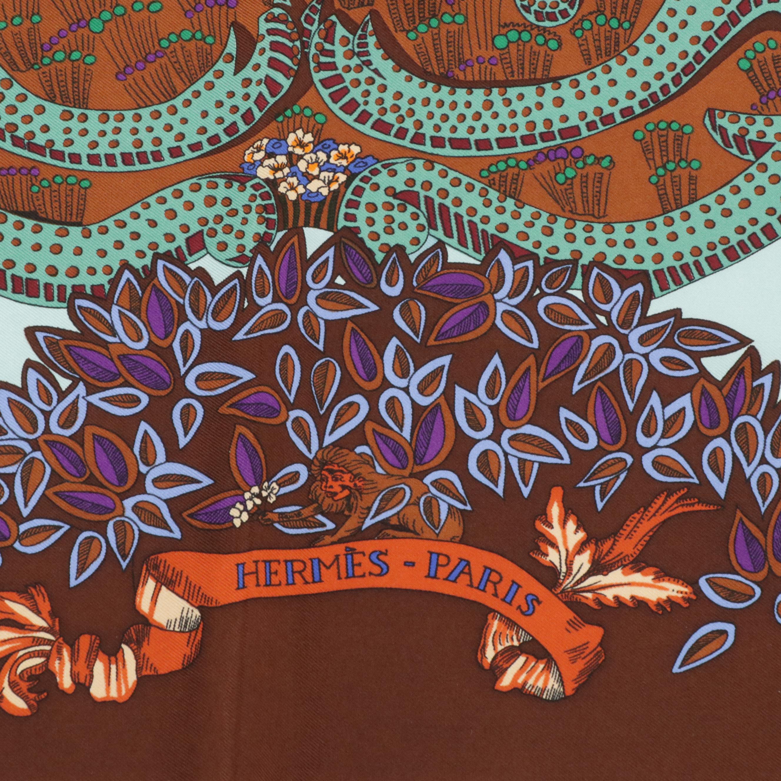 Hermès "Le Paradis Du Roy" Silk Twill Scarf 90