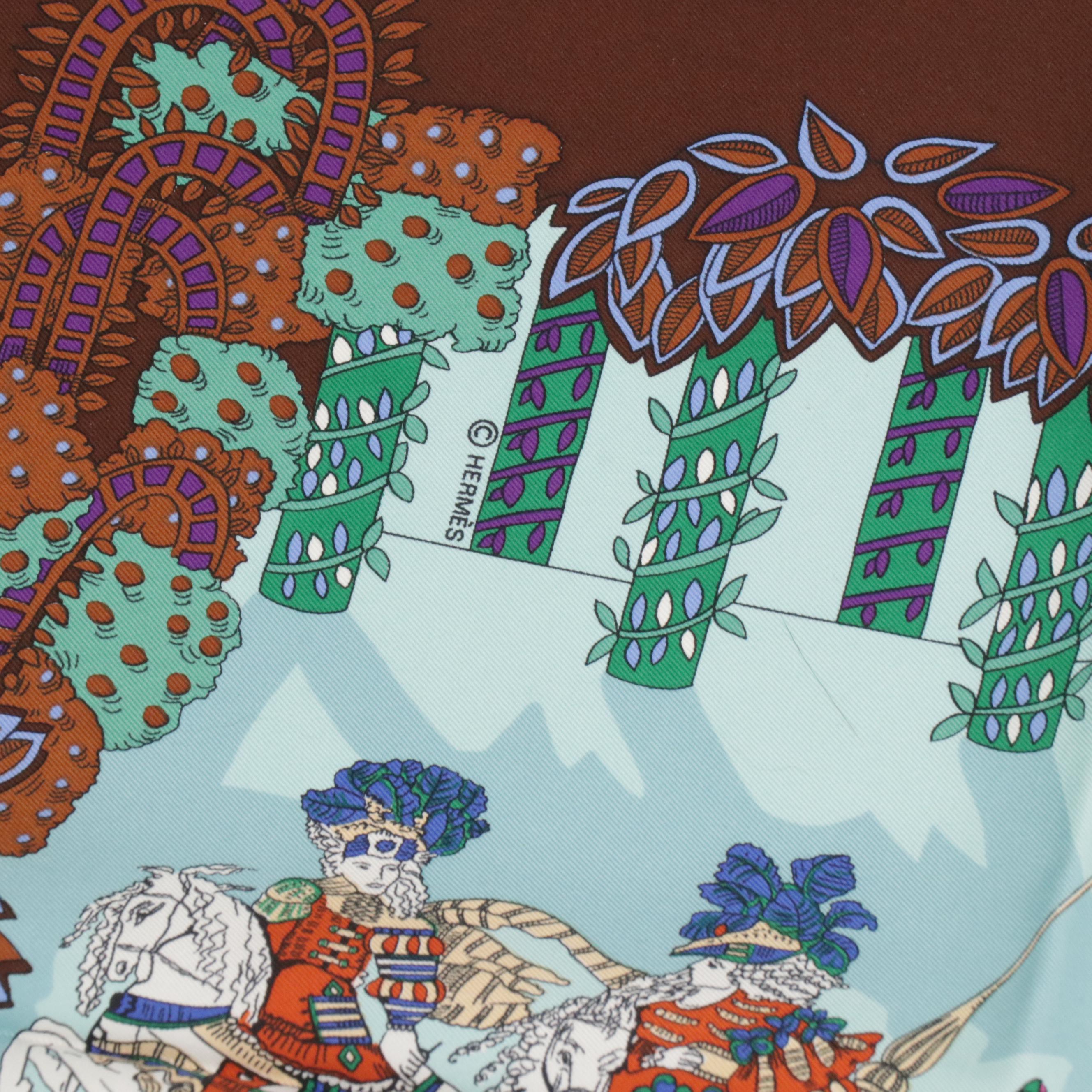 Hermès "Le Paradis Du Roy" Silk Twill Scarf 90