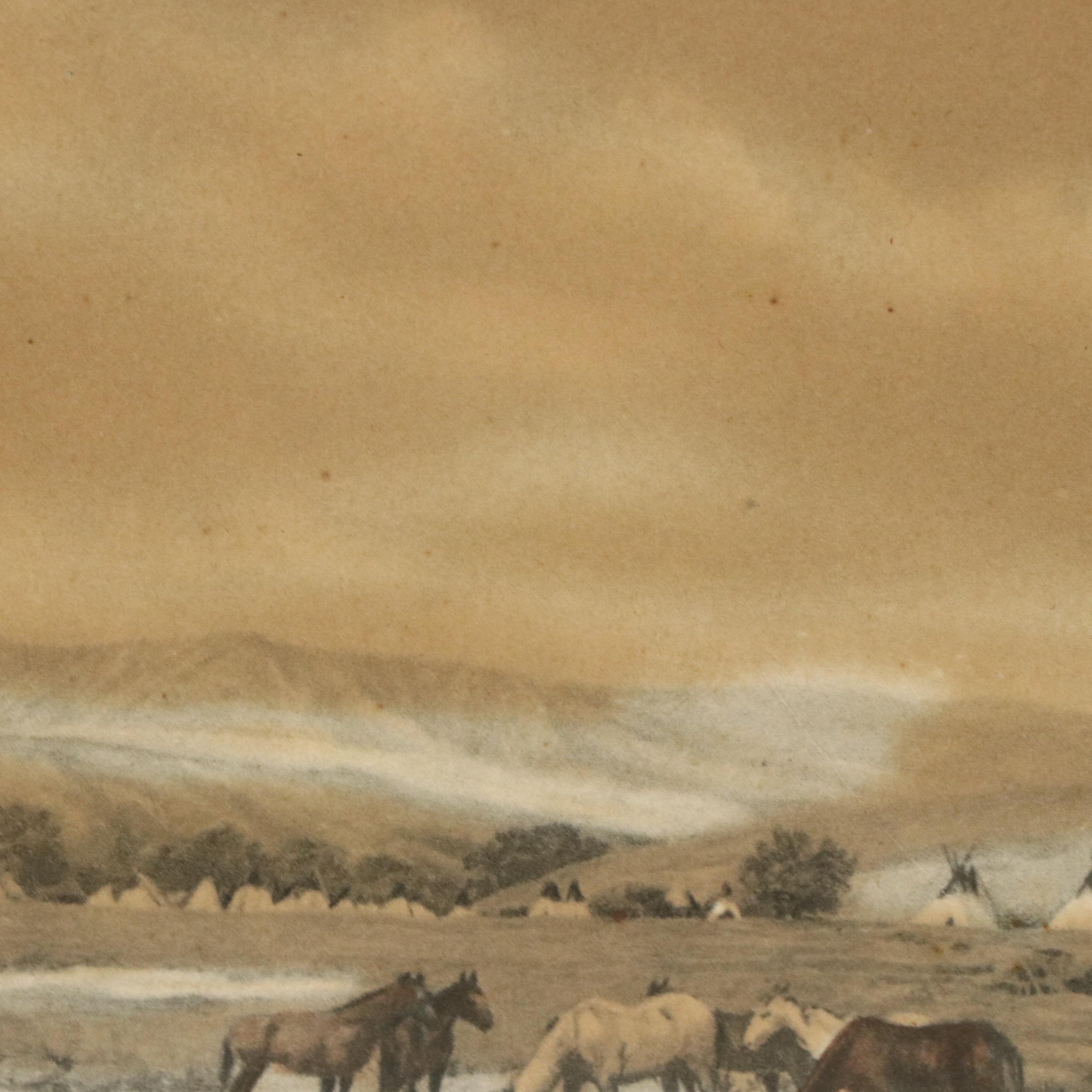 Hand-Colored Etching with Aquatint After H. F. Farny "Indian Camp," 1903