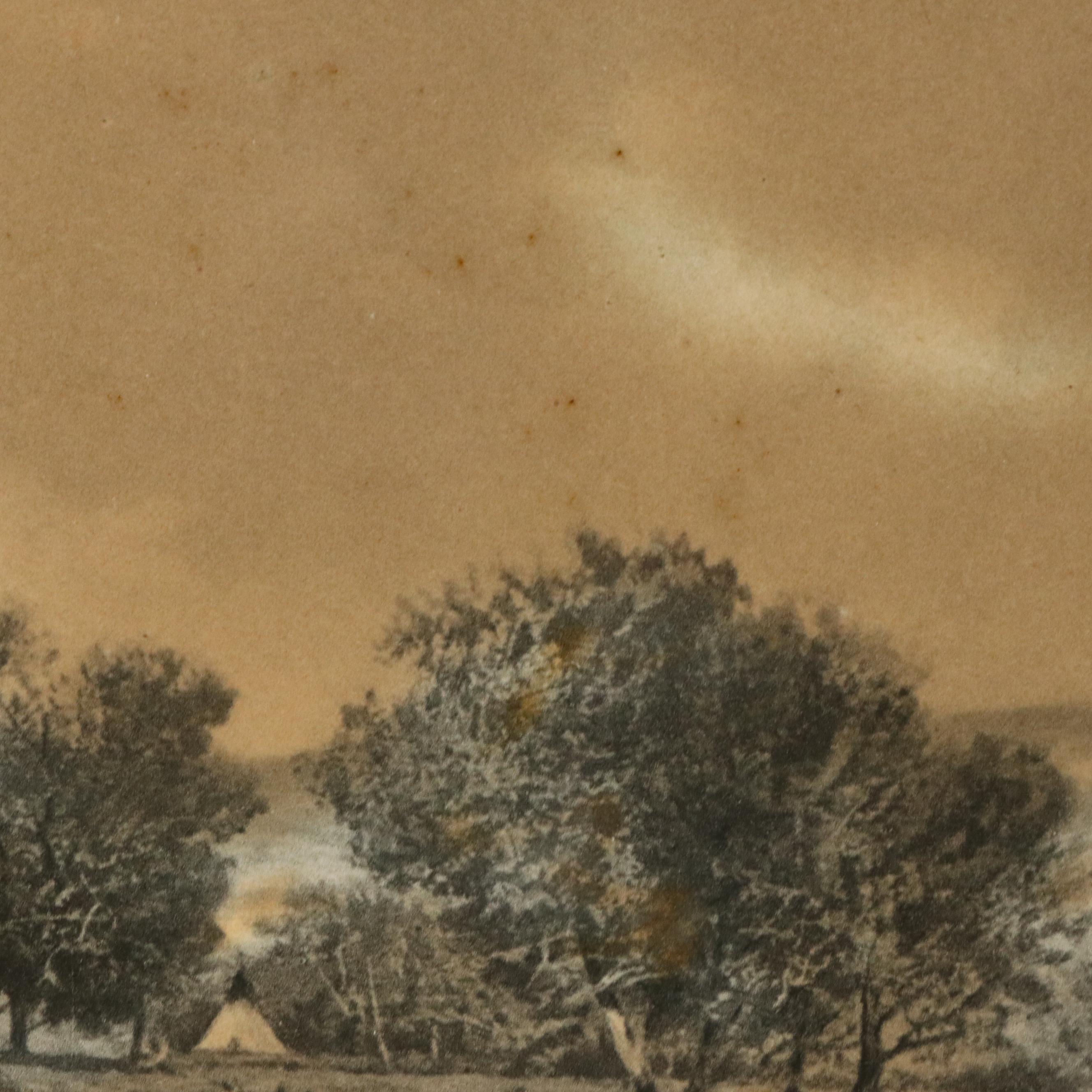 Hand-Colored Etching with Aquatint After H. F. Farny "Indian Camp," 1903