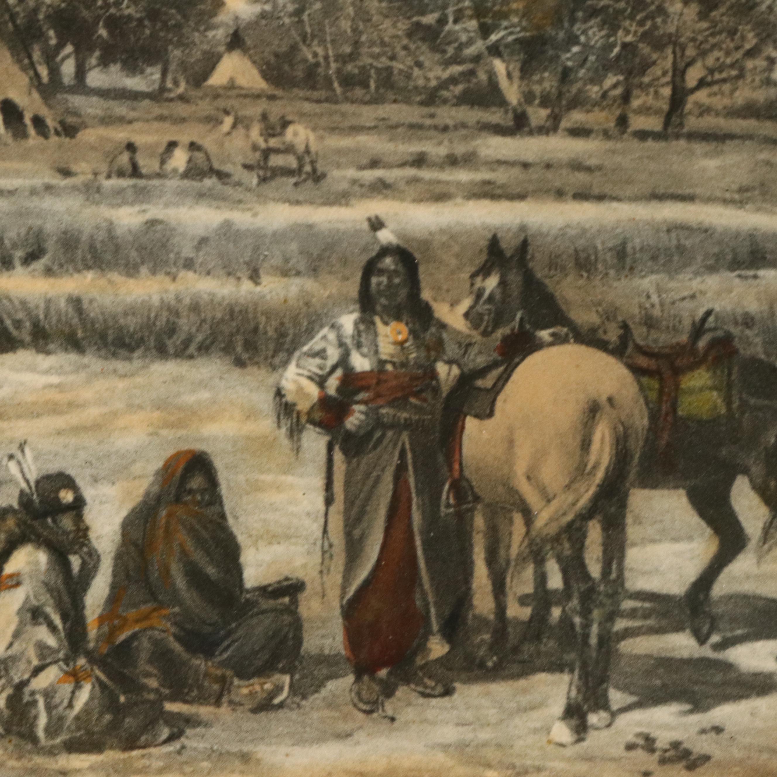 Hand-Colored Etching with Aquatint After H. F. Farny "Indian Camp," 1903