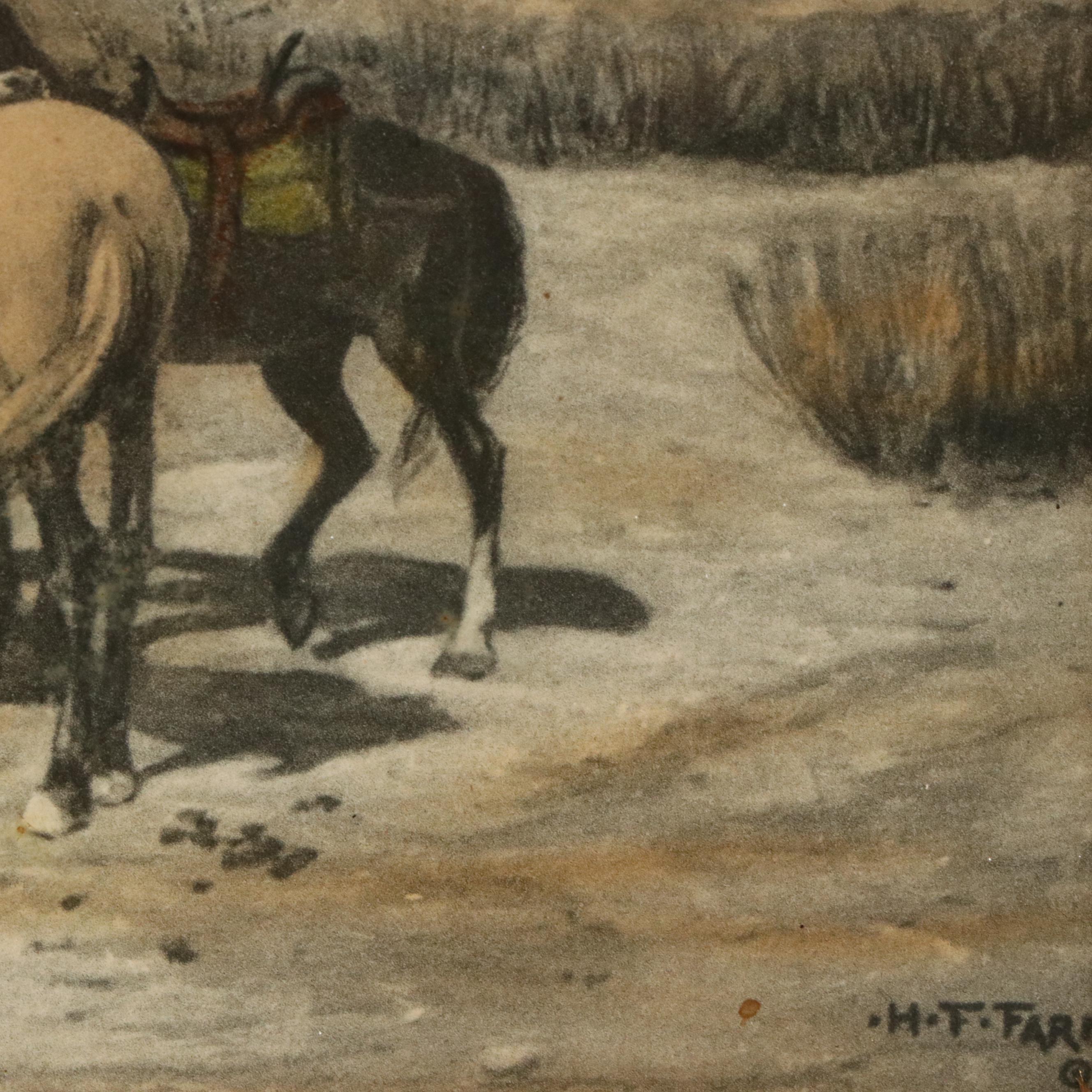 Hand-Colored Etching with Aquatint After H. F. Farny "Indian Camp," 1903