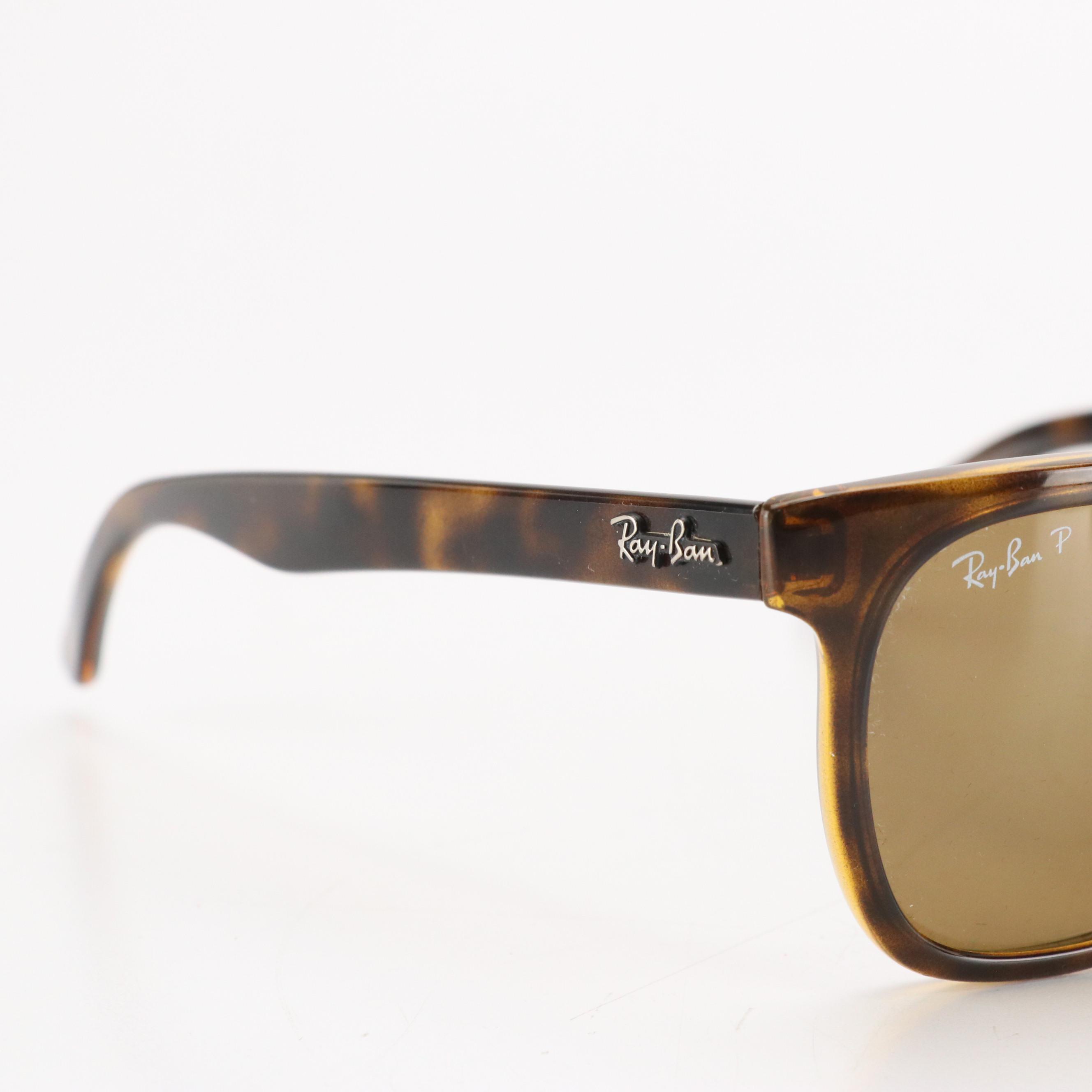 Ray-Ban RB 4184 710/83 Polarized Square Havana Sunglasses in Case