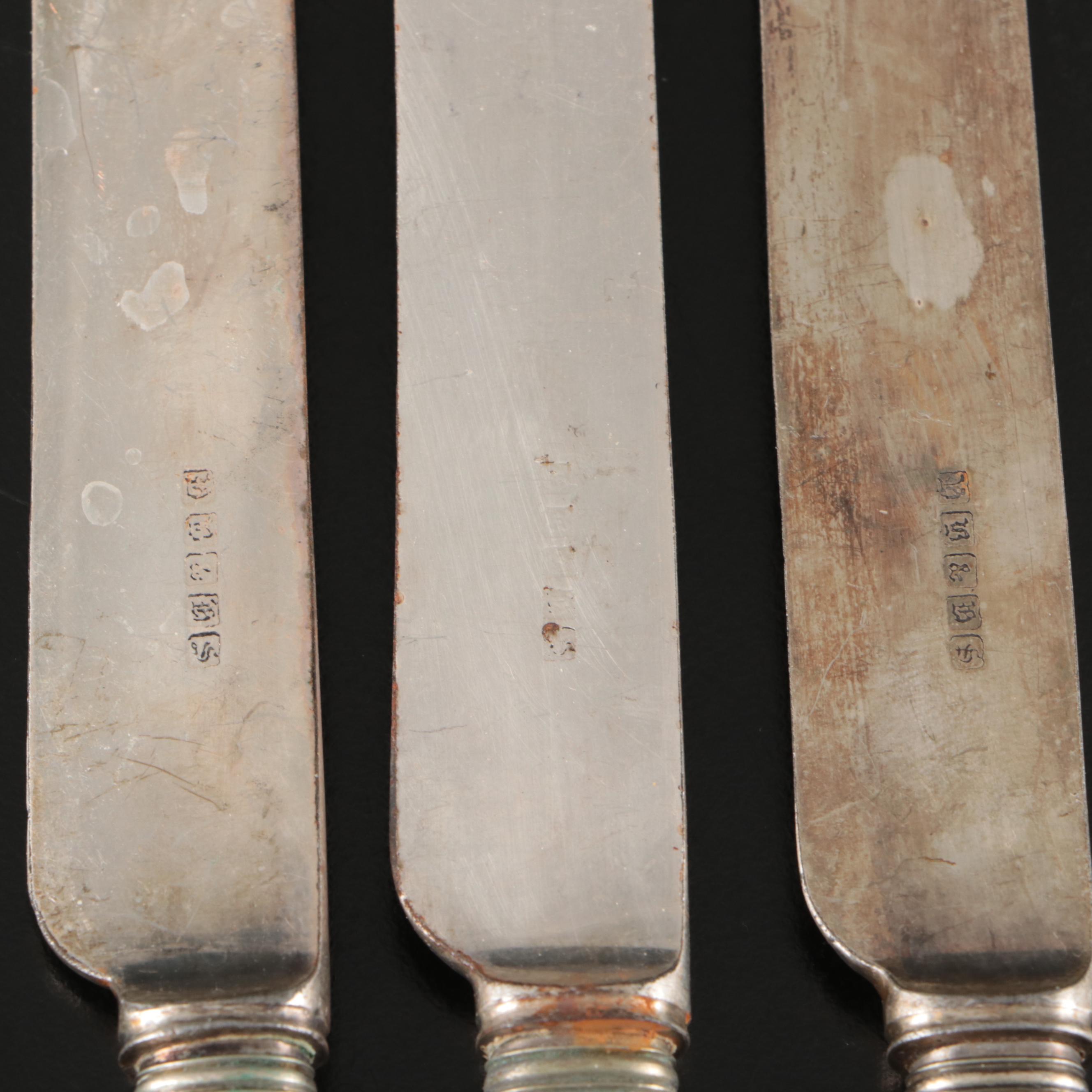 Victorian Style Mother-of-Pearl Handled Silver Plate Knives, 20th Century
