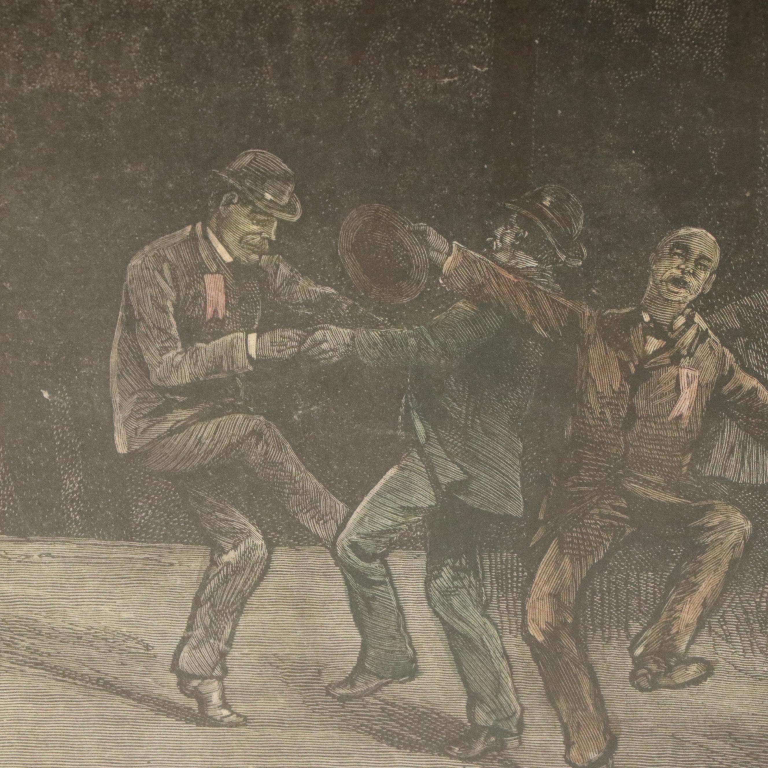 After Joseph Becker Hand-Colored Engraving of Ohio Election Scene, 1884