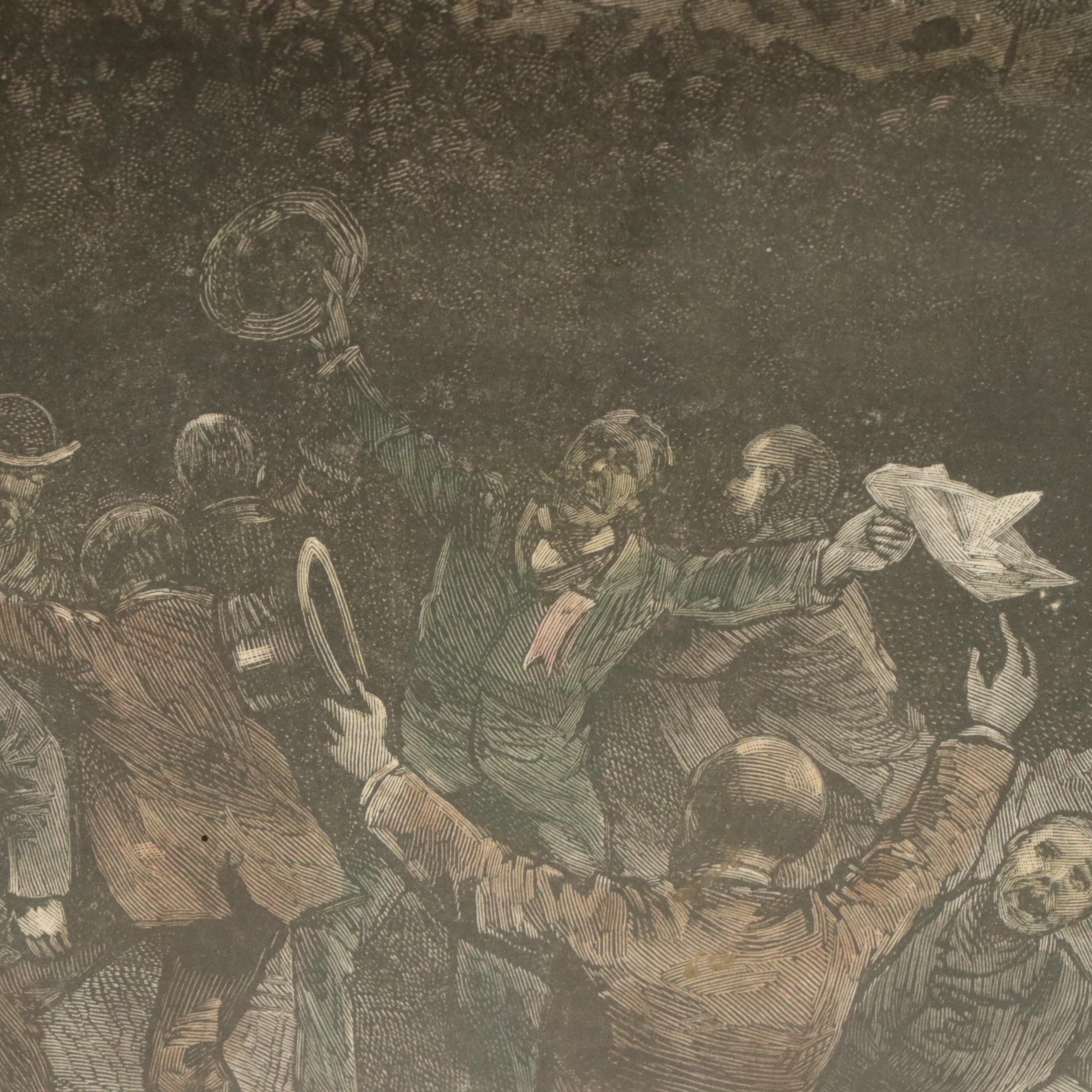 After Joseph Becker Hand-Colored Engraving of Ohio Election Scene, 1884