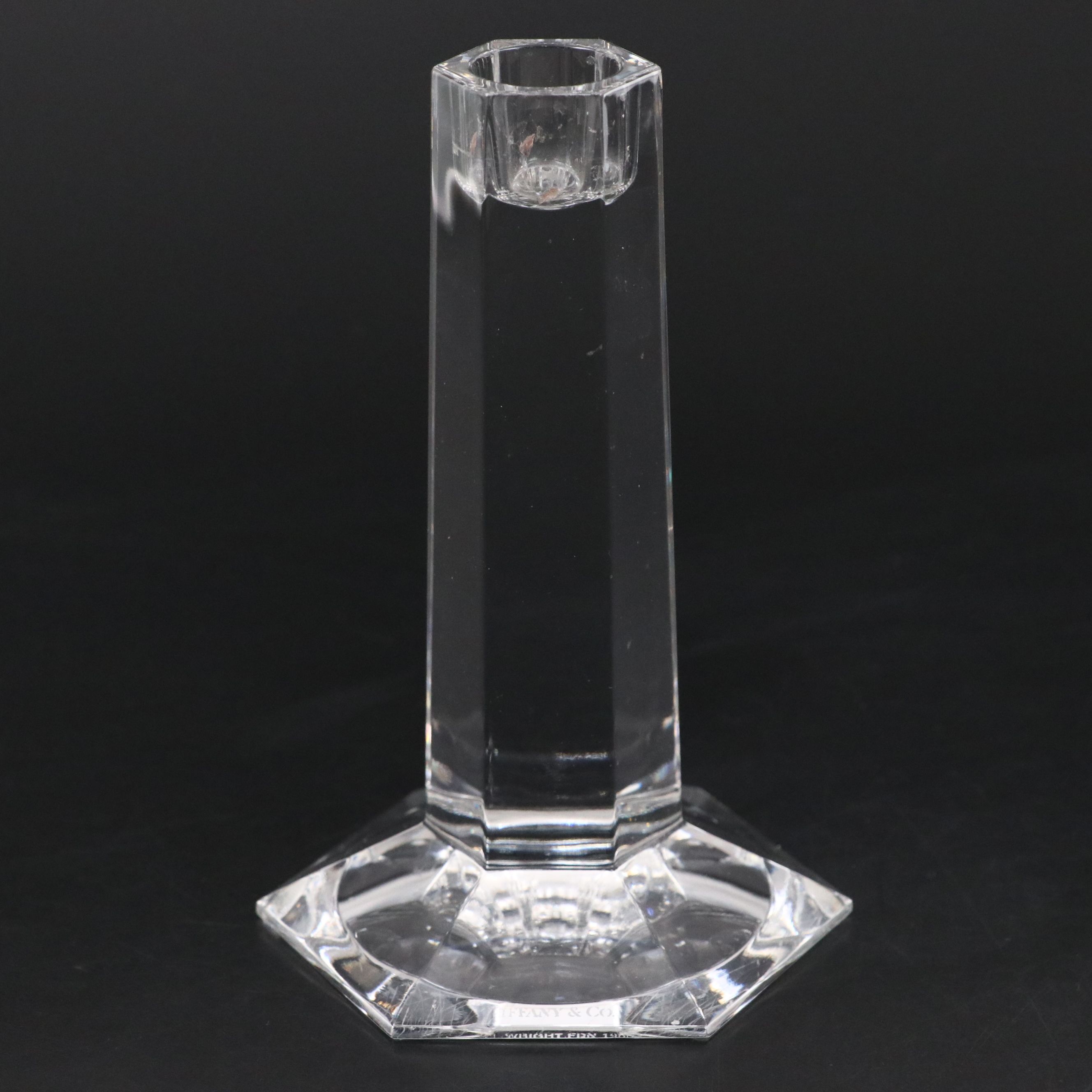 Tiffany & Co. "Frank Lloyd Wright" Crystal Candlestick with Ceramic Gift Box