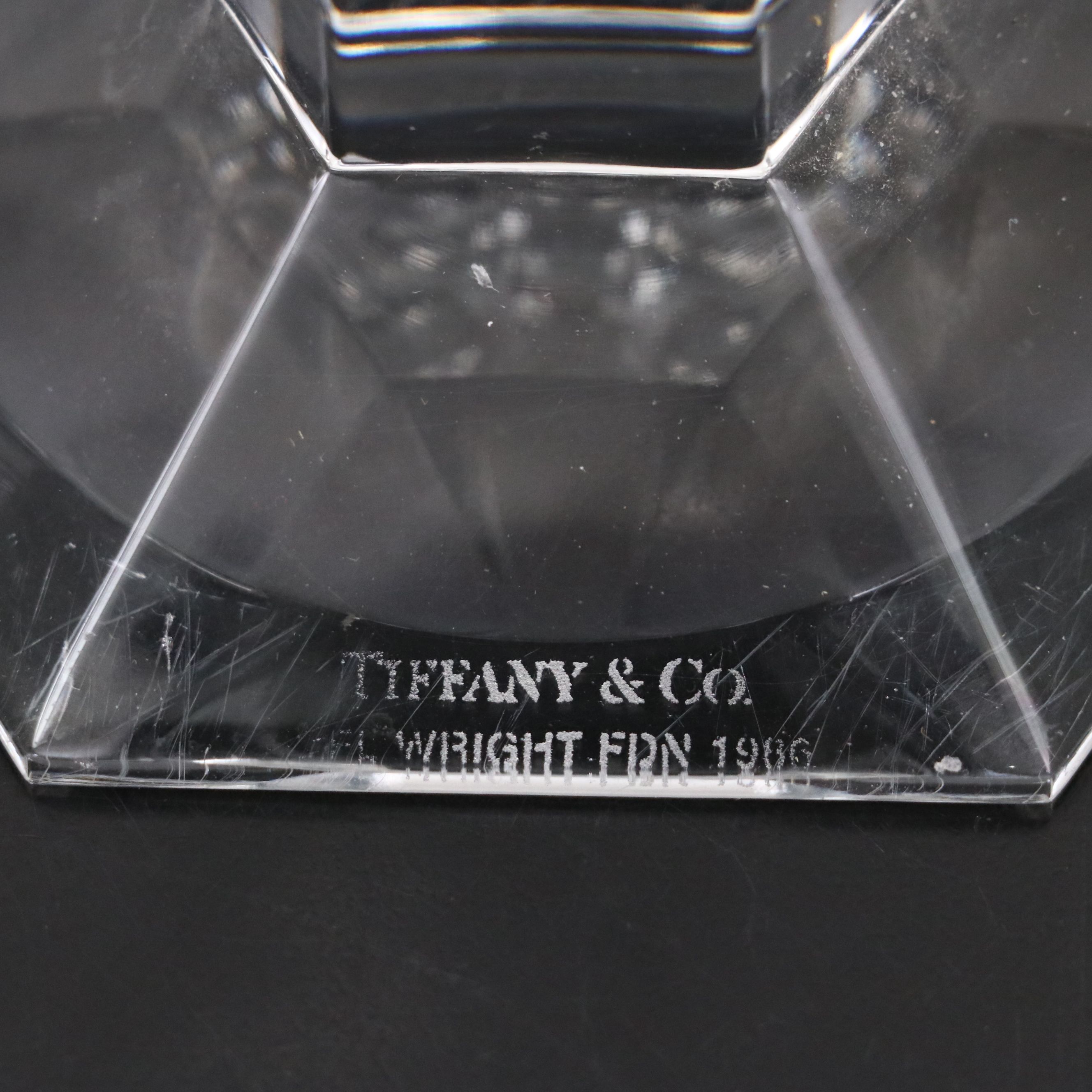 Tiffany & Co. "Frank Lloyd Wright" Crystal Candlestick with Ceramic Gift Box