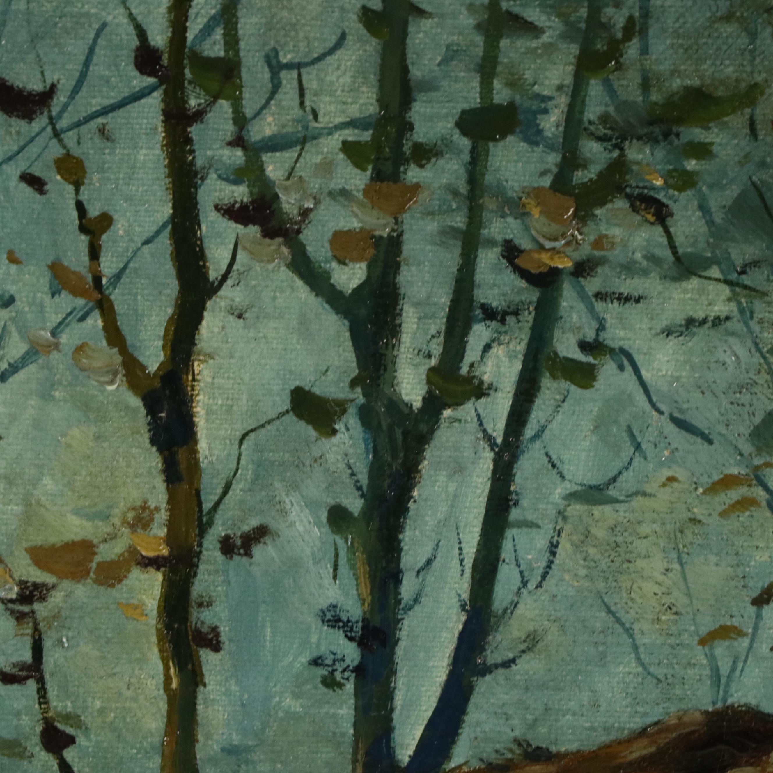 William Meuttman Oil Painting "Indian Burial," Late 19th–Early 20th Century